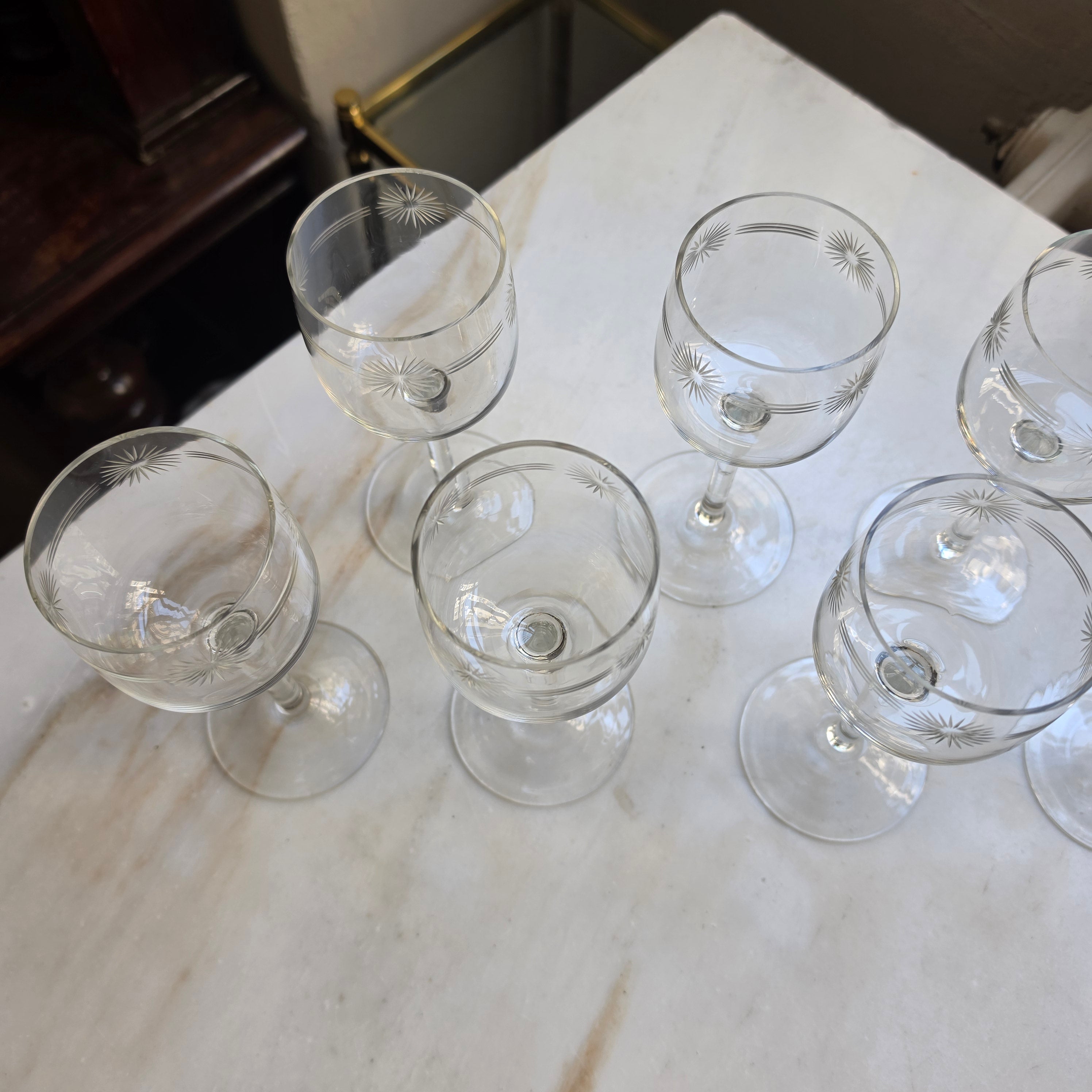 7x Vintage Weingläser handgeschliffen Blume