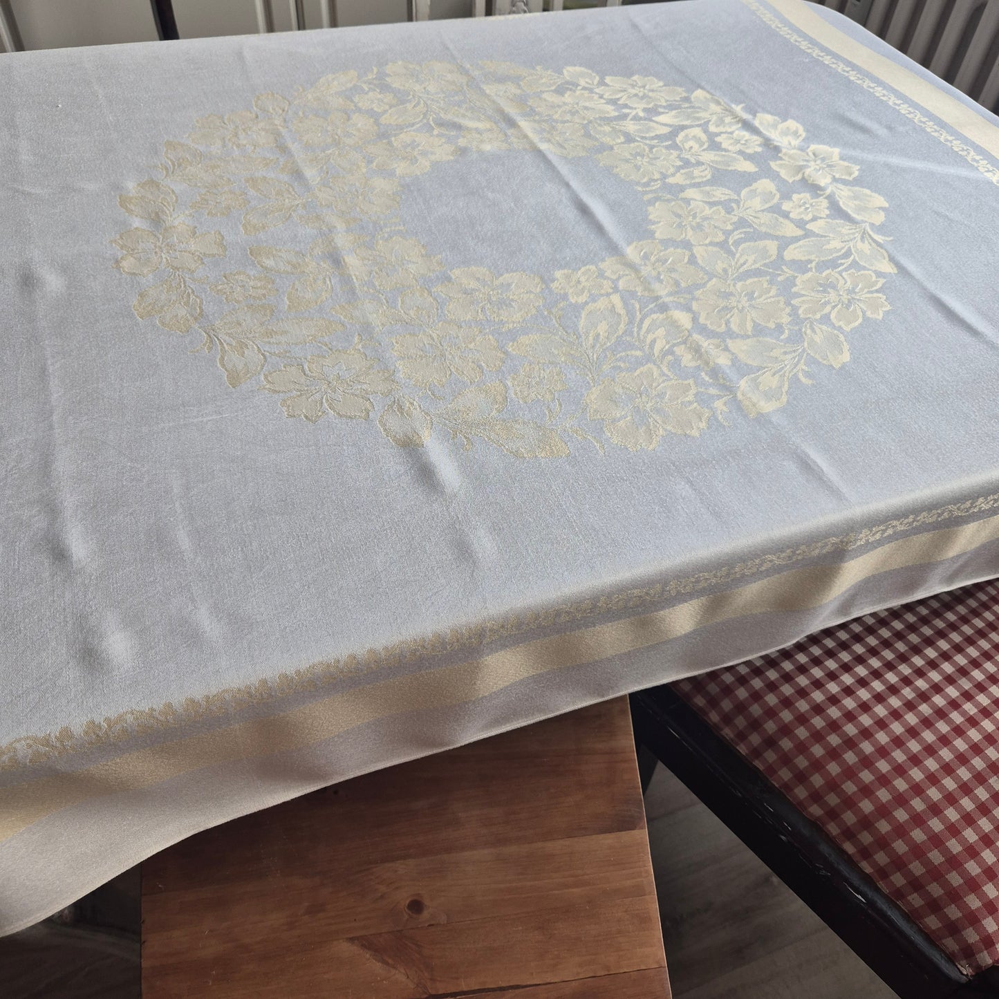 Vintage Tischdecke Pastellgelb 100x120cm Landhaus French