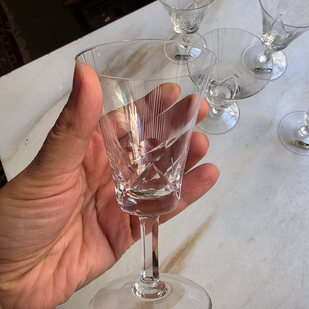 6x Vintage Kristall Likörgläser – Handgeschliffene Aperitifgläser um 1950/60 - Mid-Century Modern