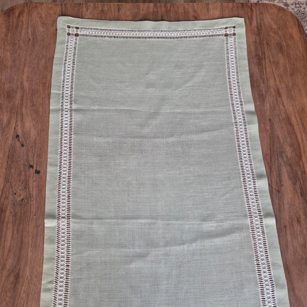 Antike Handgemachte Baumwolle Tischläufer Mintgrün 50x105cm