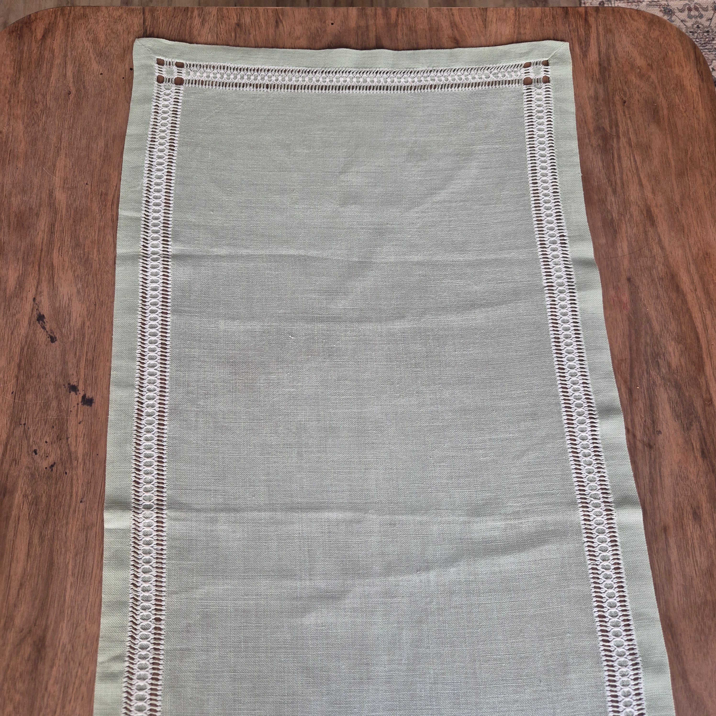 Antike Handgemachte Baumwolle Tischläufer Mintgrün 50x105cm