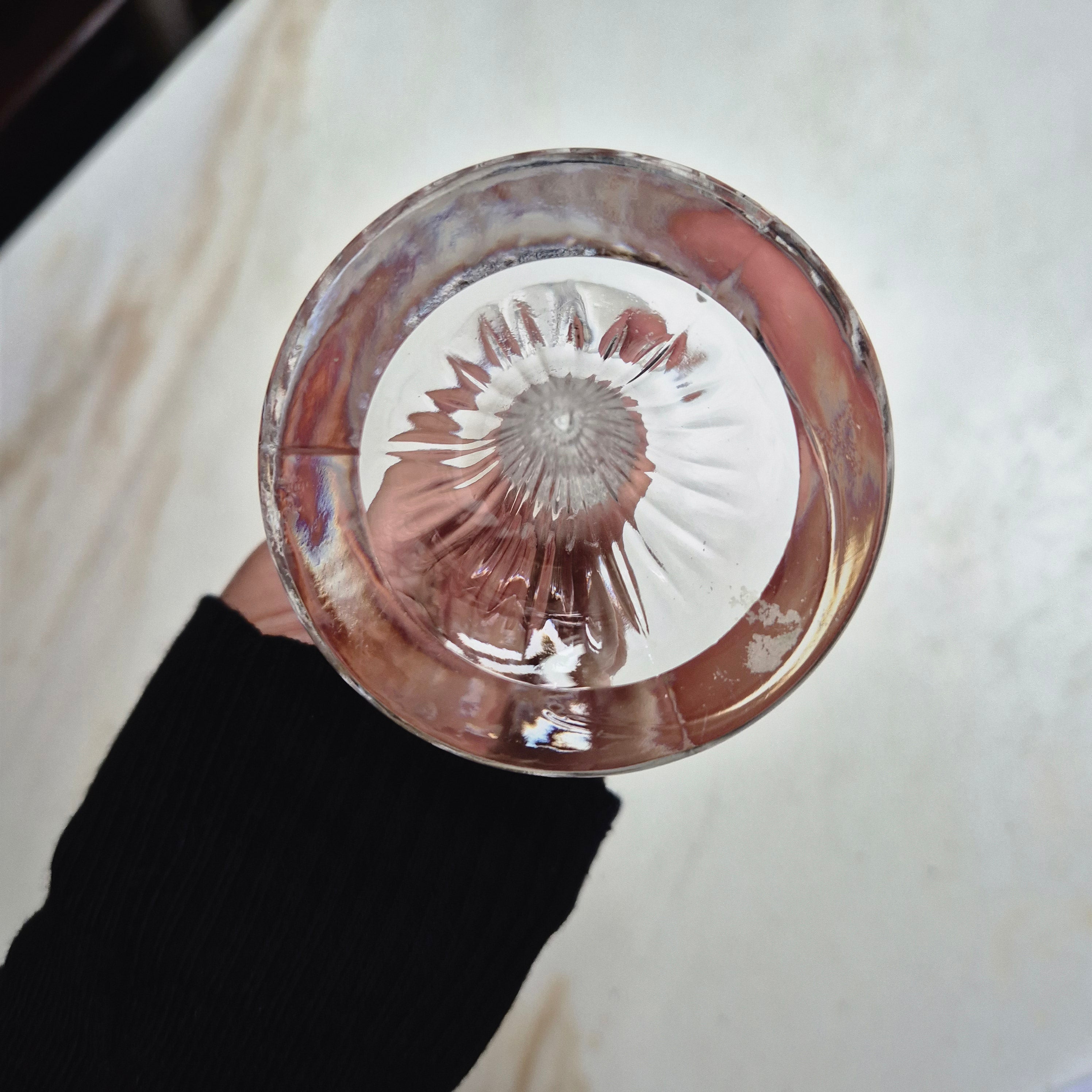 Vintage Glas Kristall Kerzenhalter in Tulpenform