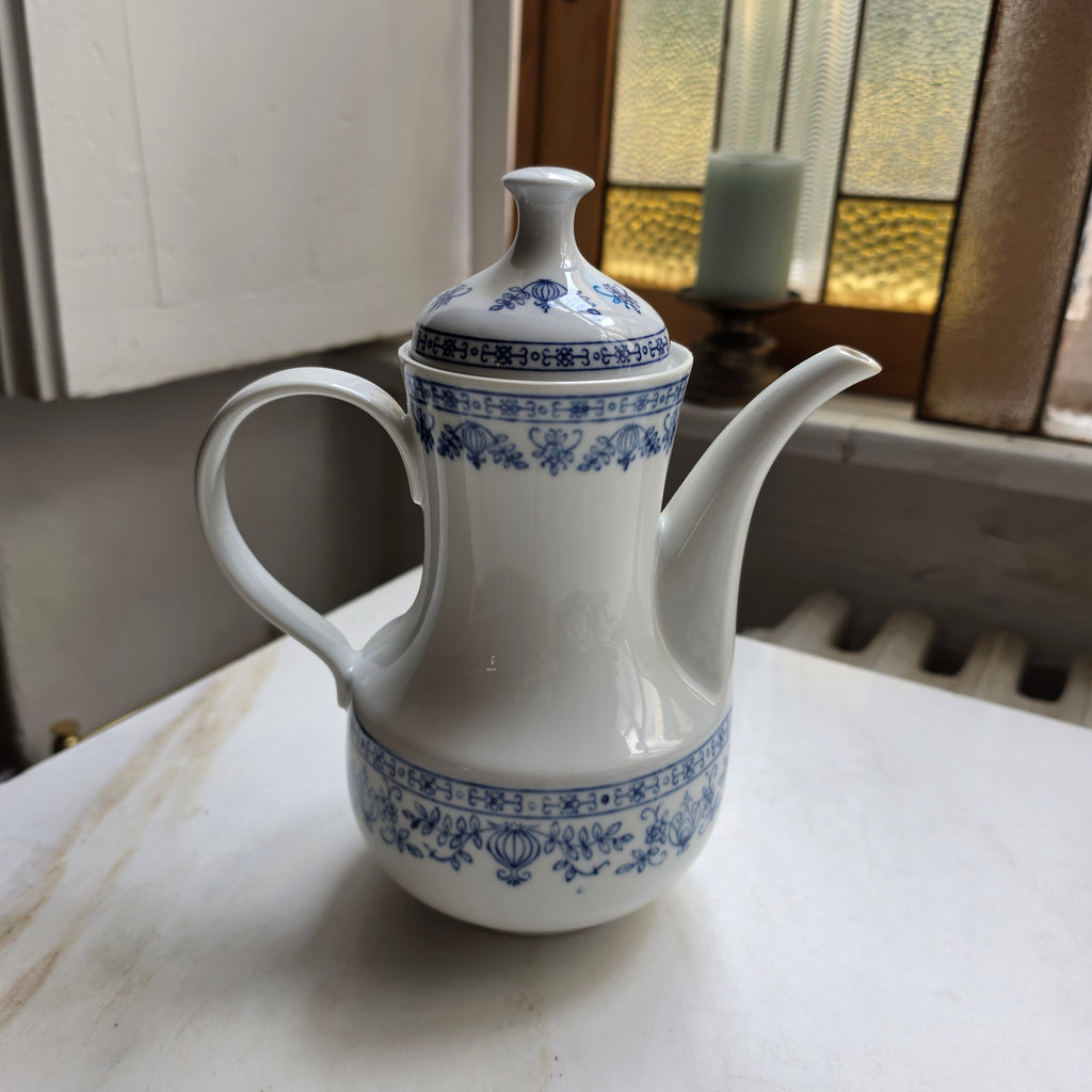 Große Vintage Kahla Zwiebelmuster Tee Kaffeekanne Kanne Vintage blau weiß