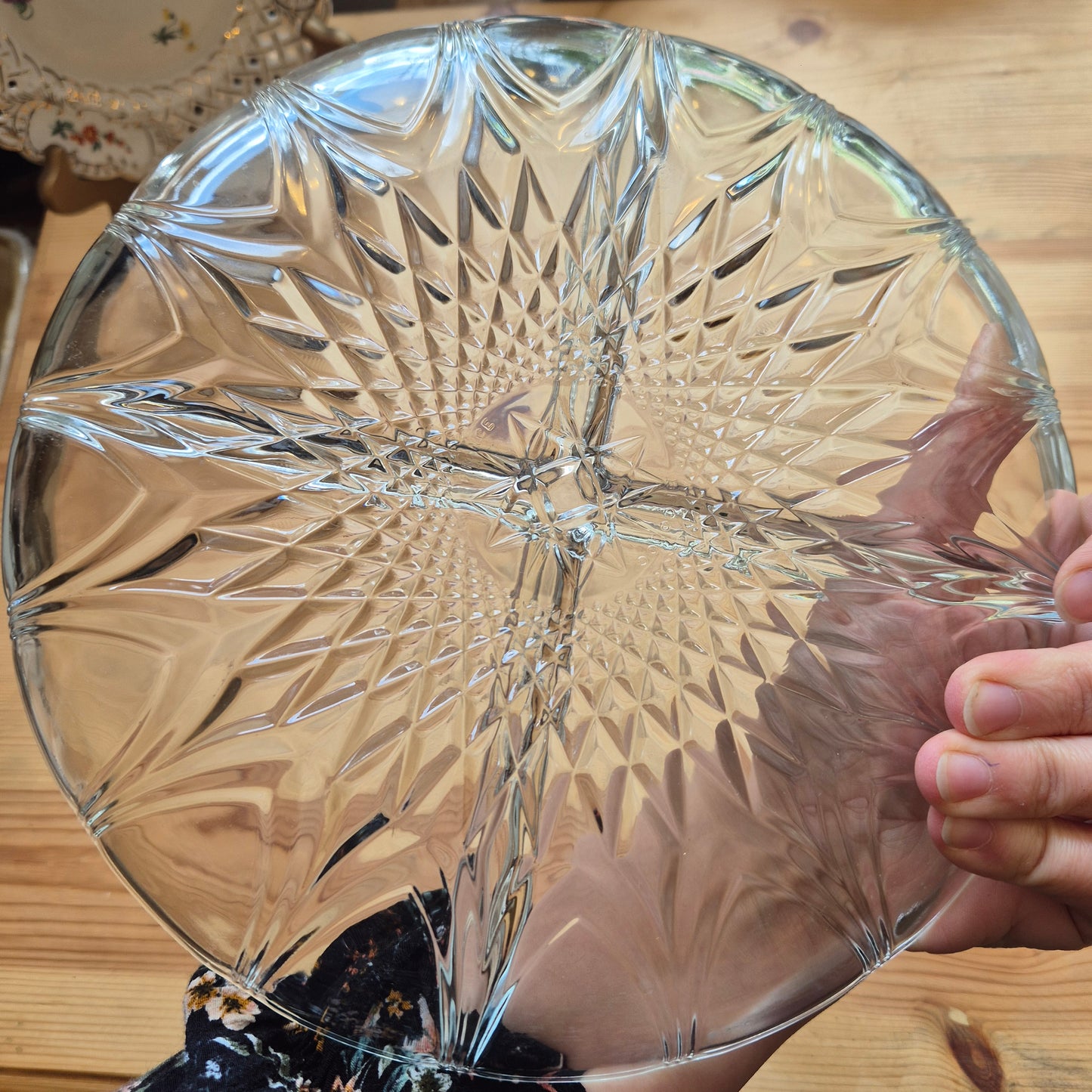 Servierteller Vintage 60er Jahre Glas Kristall rund