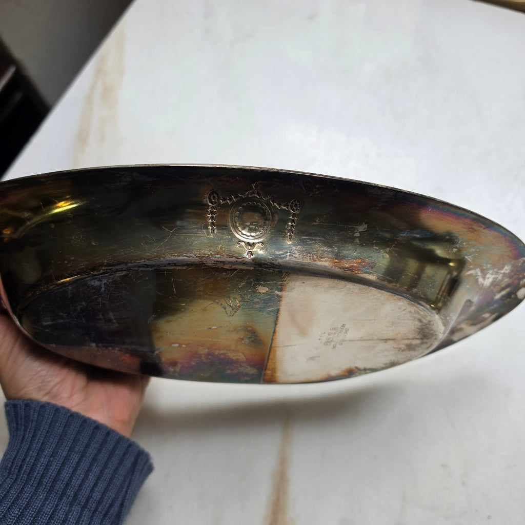 Vintage Servierschale „Sheffield Reproduction“ (Modell 164) – Versilberte Oval-Anrichteschale