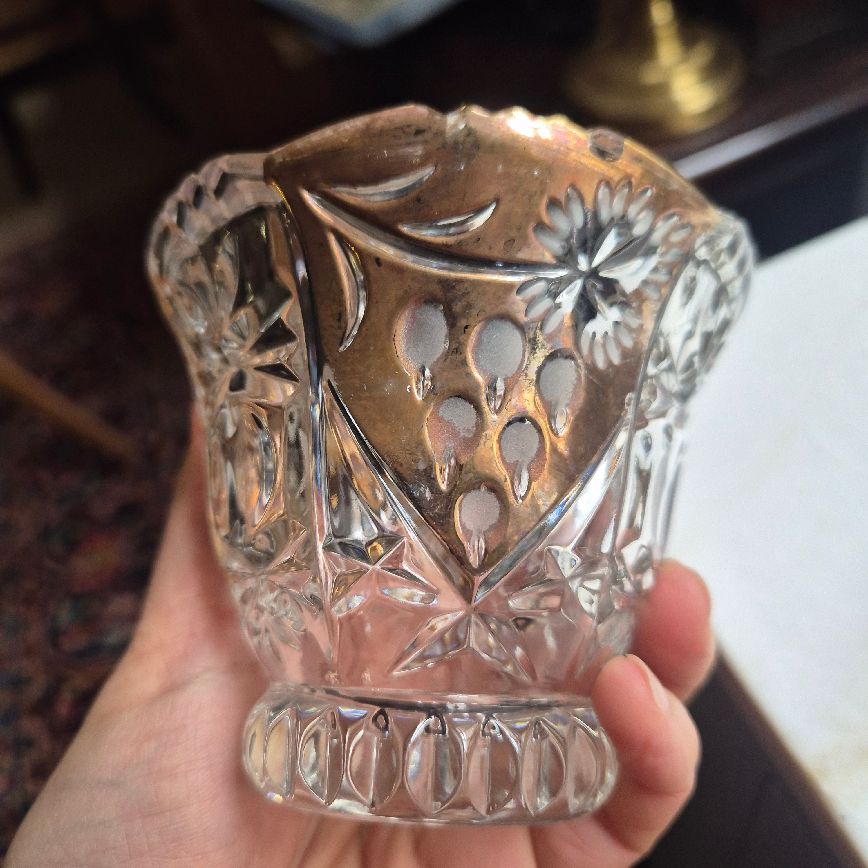 Vintage Bonboniere Schale aus Bleikristall mit Deckel - von Anna Hütte