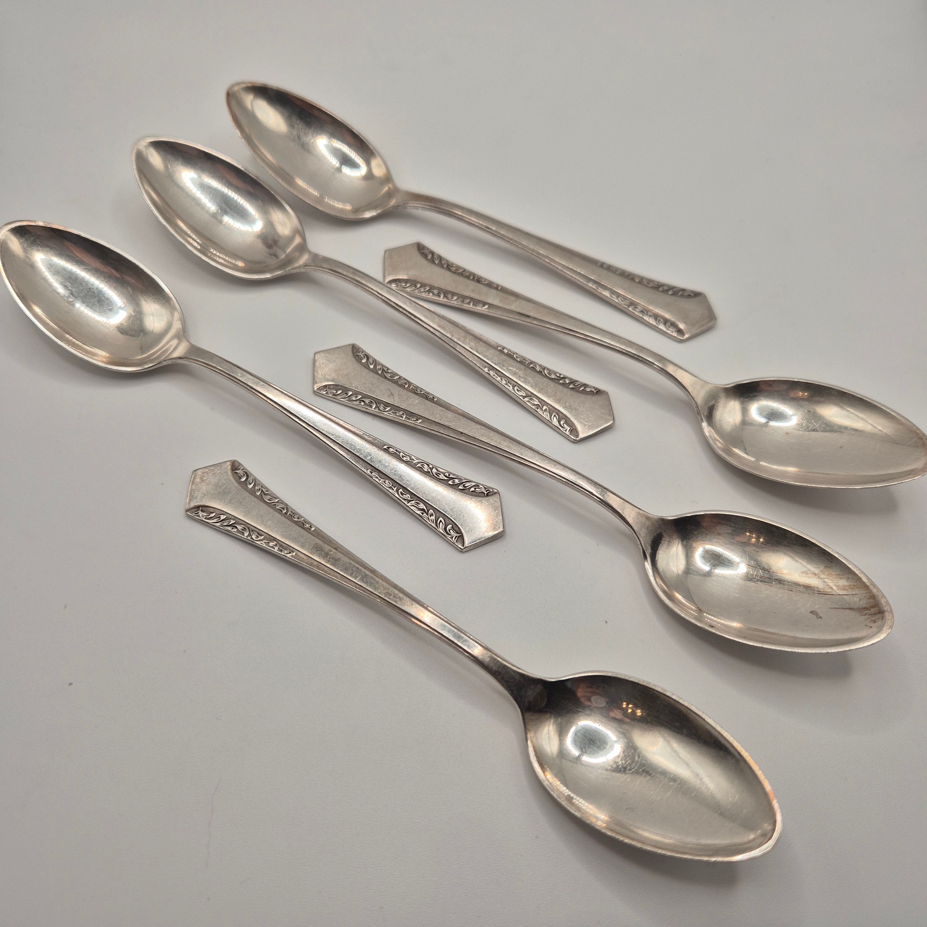 6x Jugendstil Teelöffel versilbert 90er Auflage