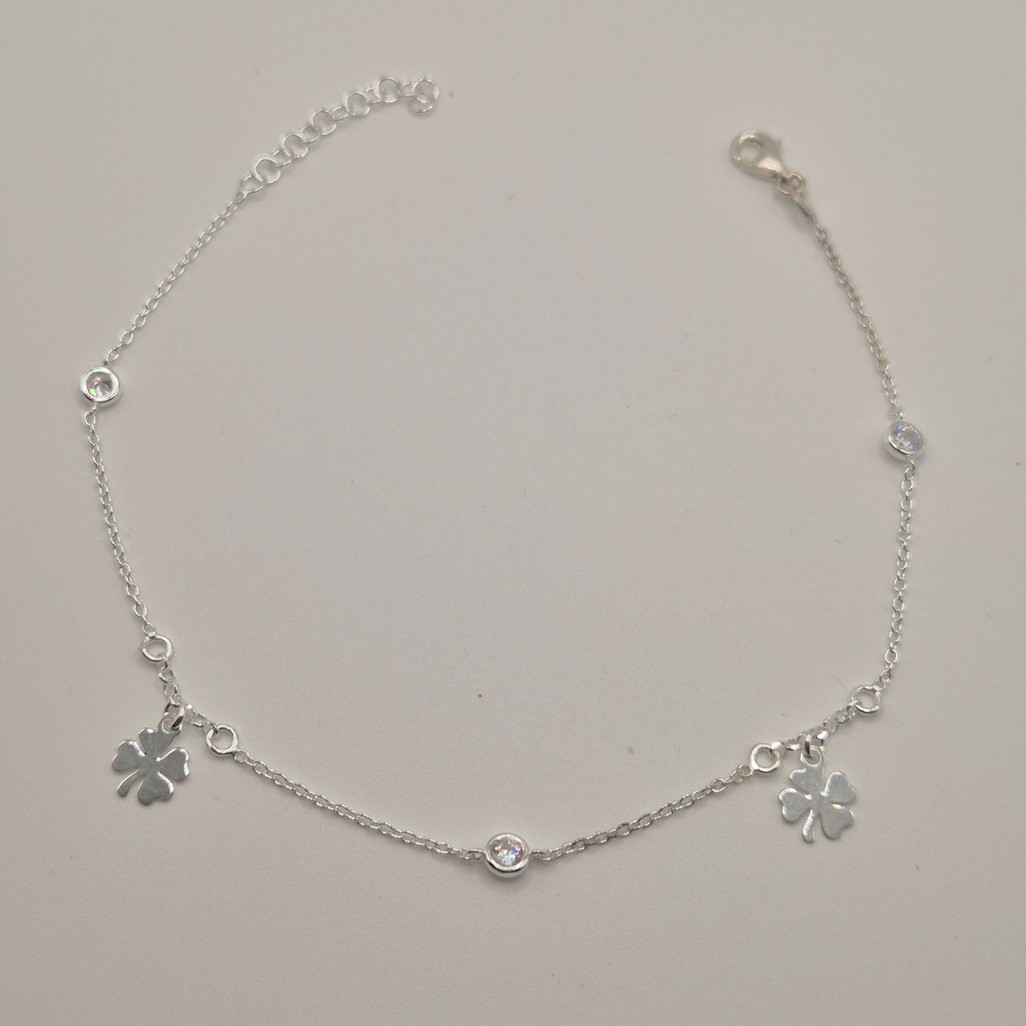 Zartes Fußkettchen Silber 925 Kleeblatt Glück