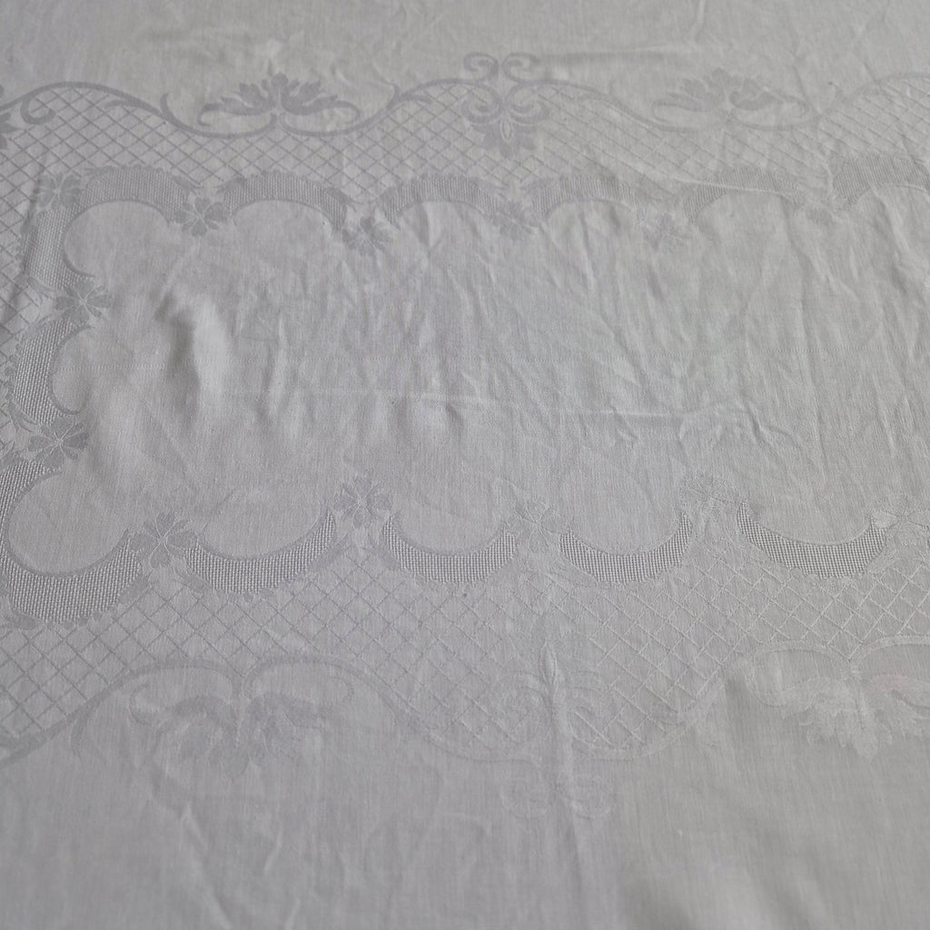 Vintage smail Tischdecke Damast weiß 155x130cm