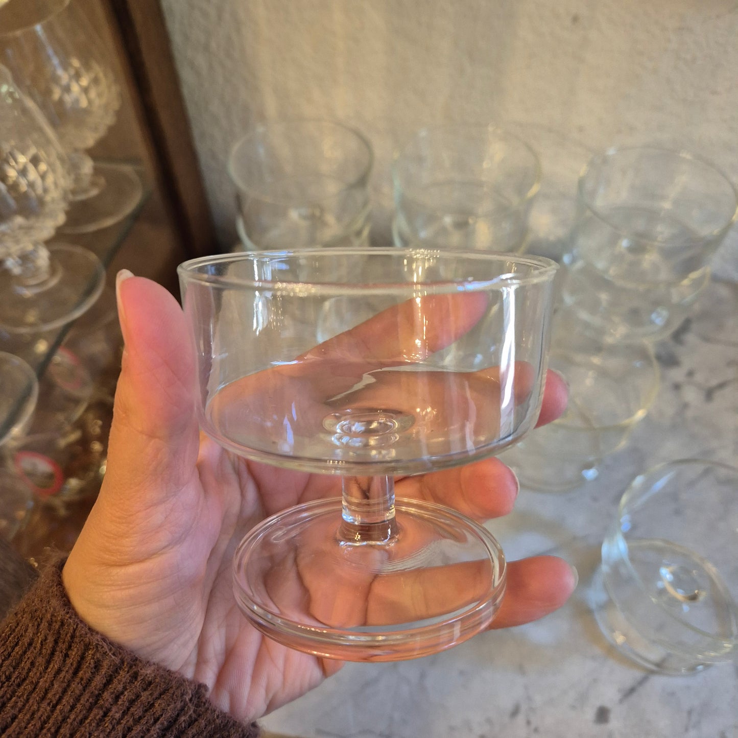 10x wunderschöne Glas Dessertschalen auf Fuß oder Champagner Gläser Vintage