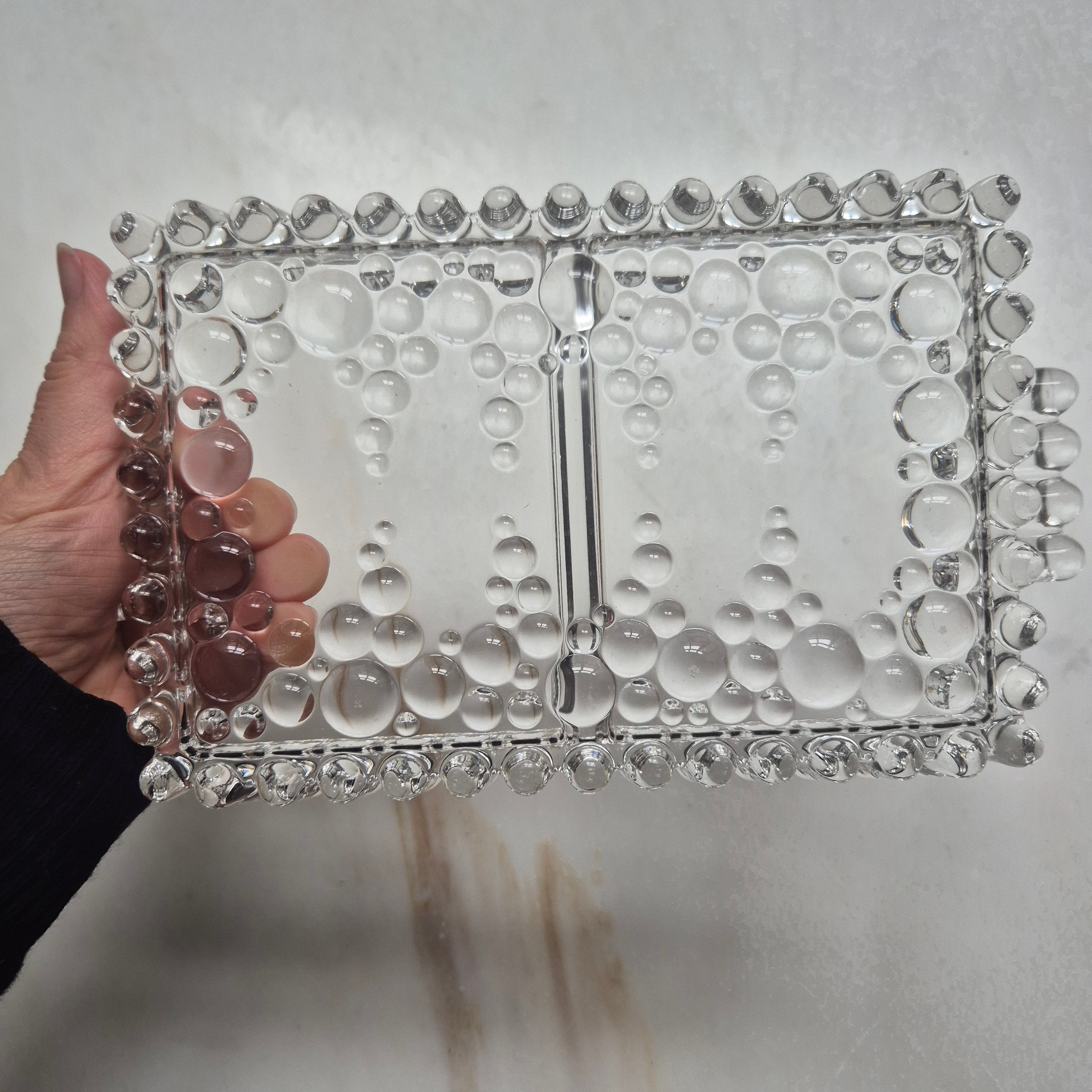 Vintage Bubble - Glasschale - Servierteller - mit Griff