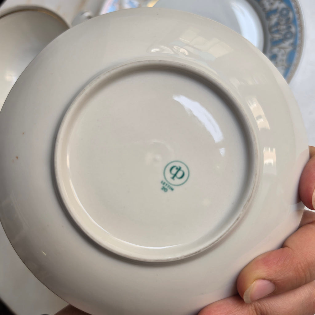 Antikes Teegedeck 3-teilig – CP Lettin Porzellan mit blauer Ornamentik & Goldrand