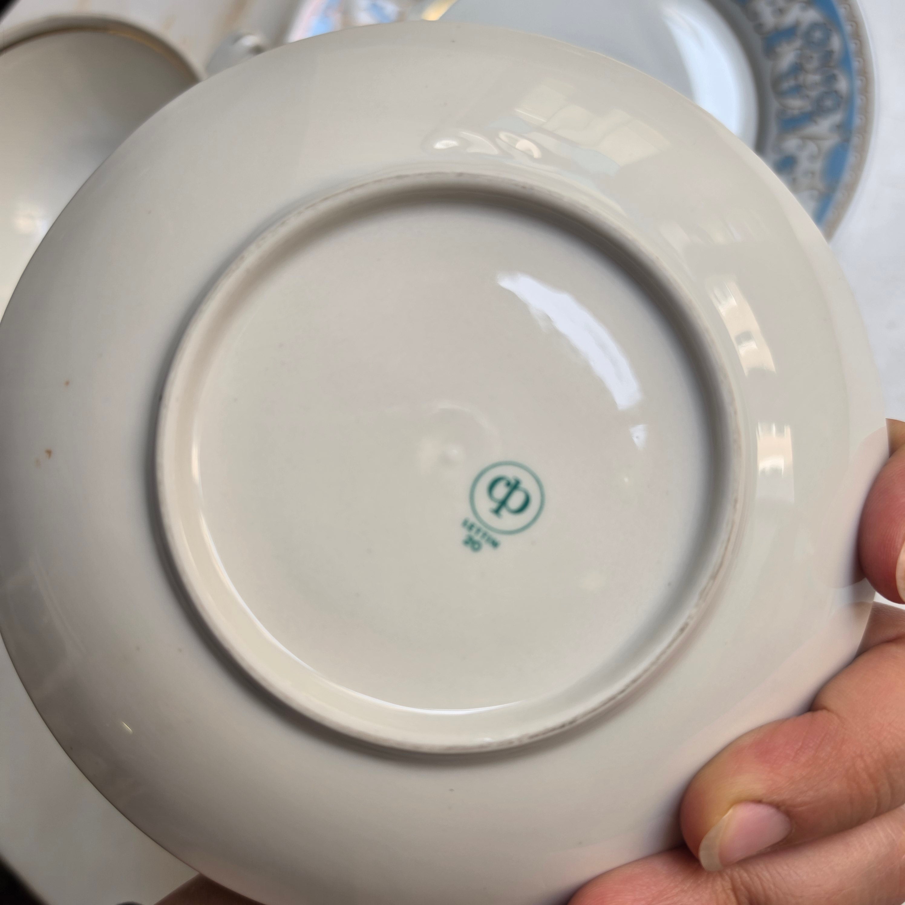 Antikes Teegedeck 3-teilig – CP Lettin Porzellan mit blauer Ornamentik & Goldrand