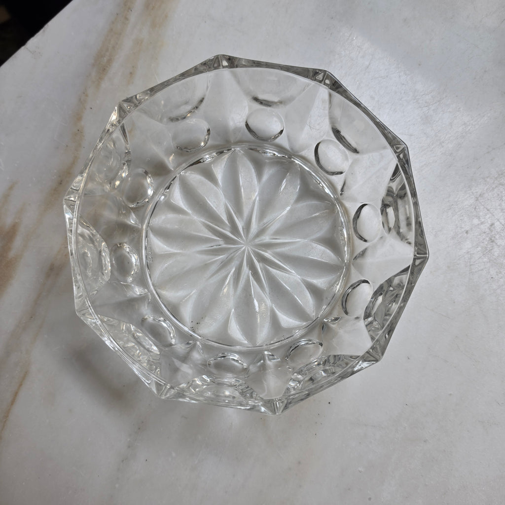 Vintage Reims France Glasschale - Dessertschale – Facettiertes Kristallglas-Design