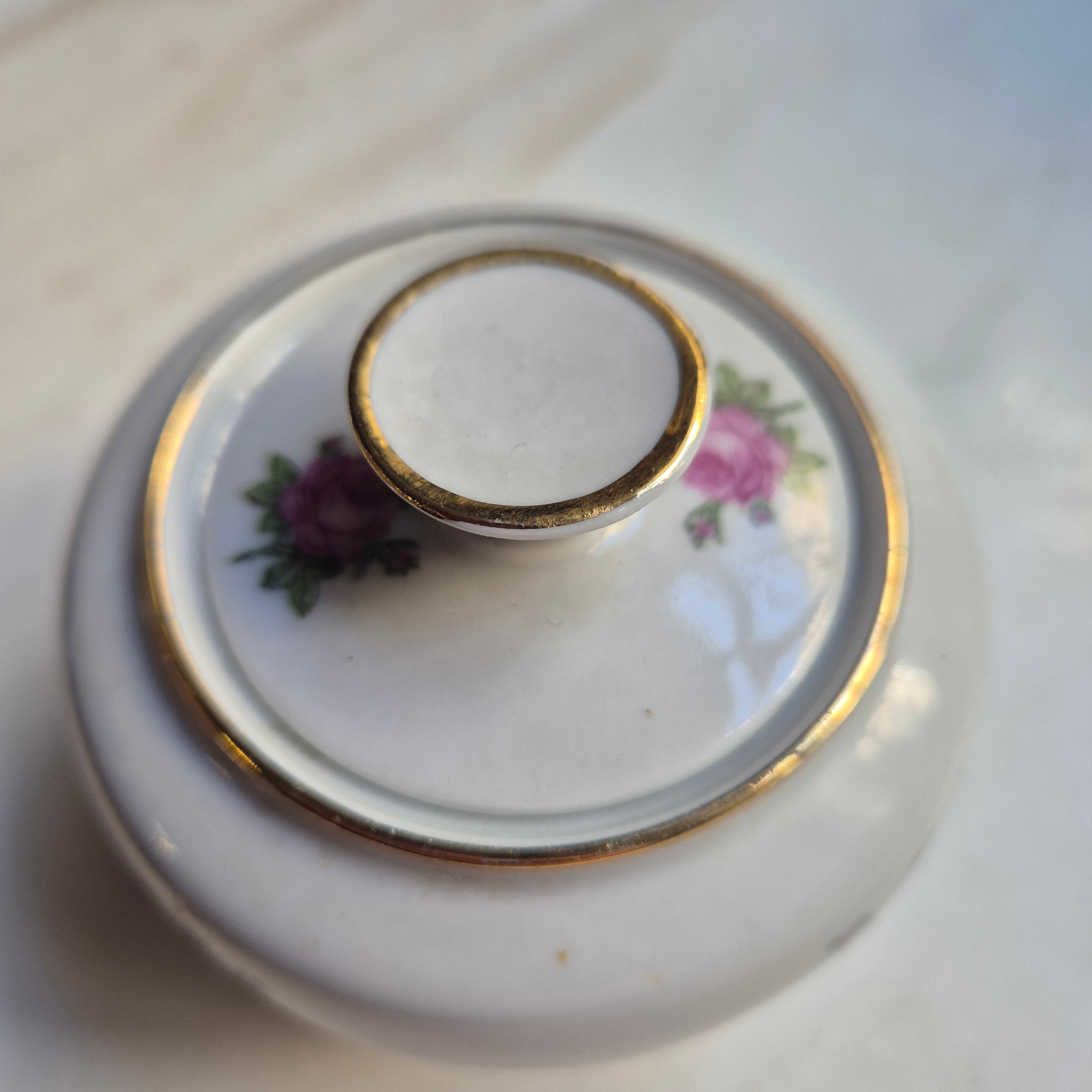 Vintage DDR Zuckerdose mit Rosendekor Kästner Saxonia Porzellan weiß rosa