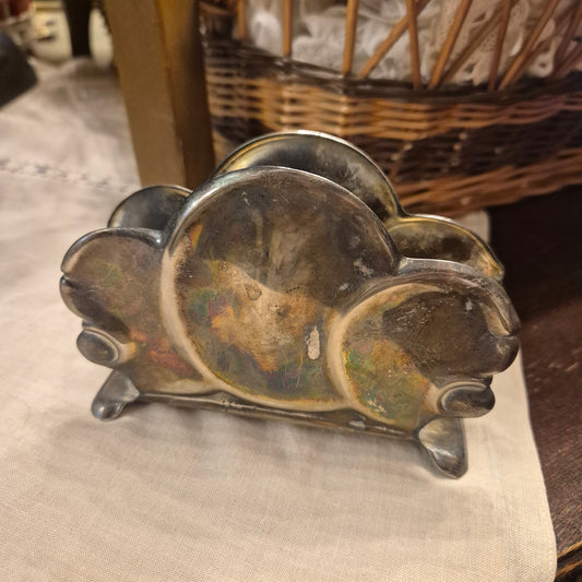 Antiker Chippendale 30er Jahre Serviettenhalter versilbert zum Aufpolieren!