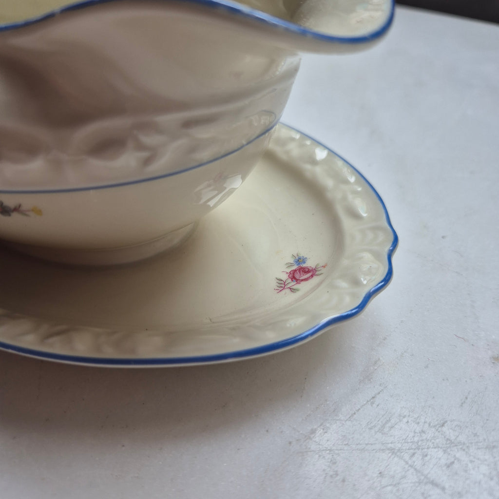 Vintage Sauciere Schüssel Blumenmalerei Porzellan Bavaria elfenbeinfarbend