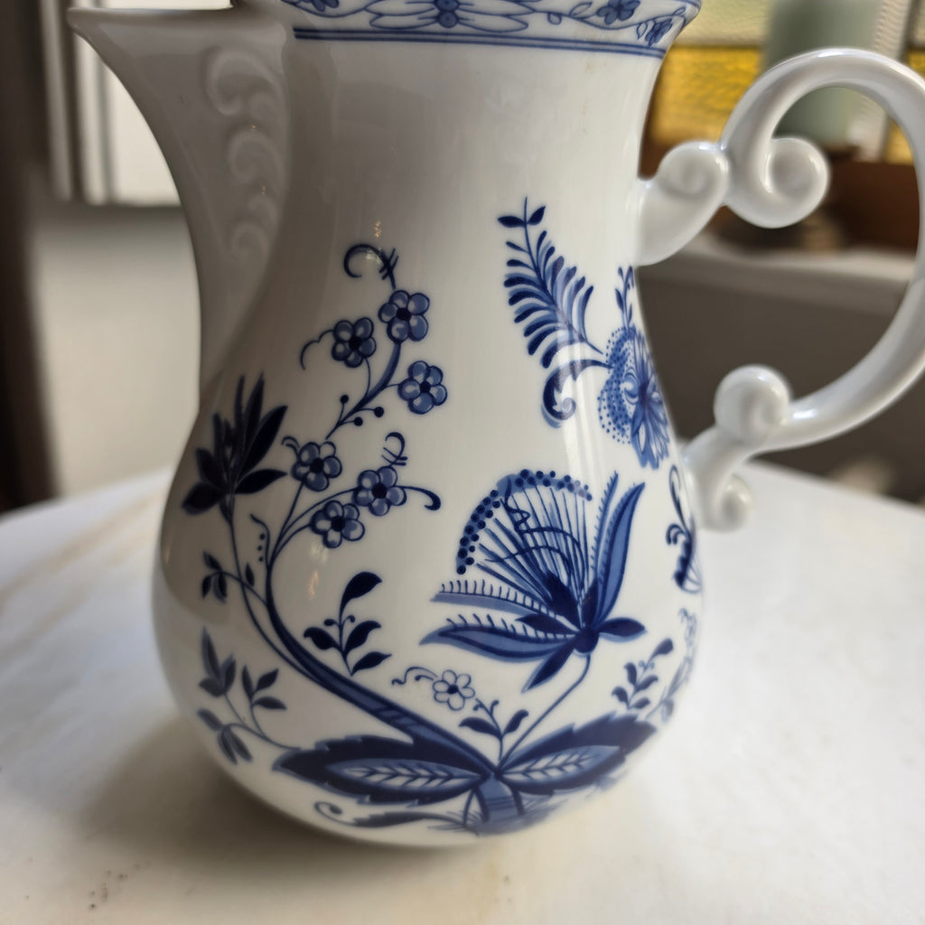 Wellco Design Krefeld Zwiebelmuster Kaffeekanne Kanne Tee Vintage blau weiß