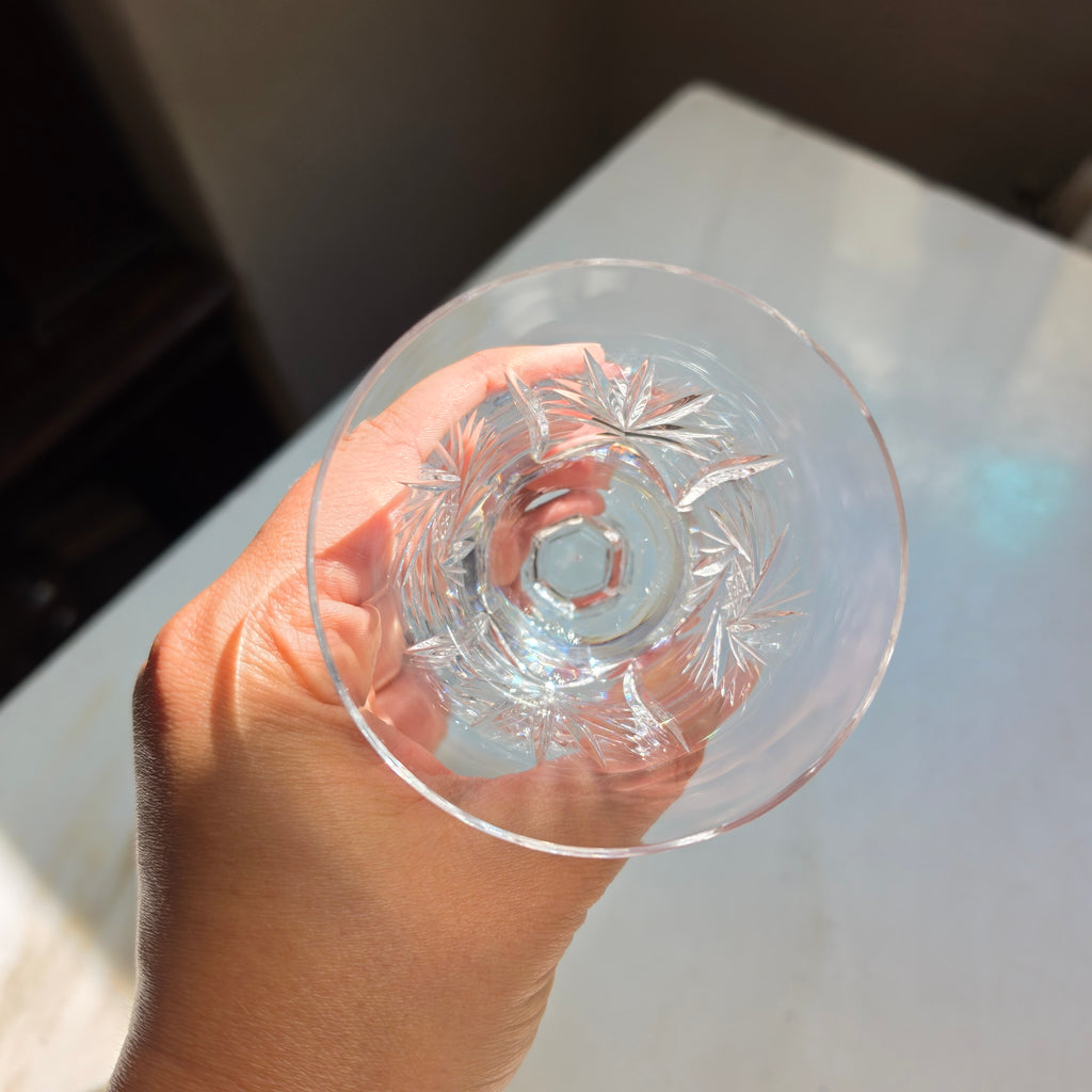 Elegantes Vintage Kristallglas mit Facettenschliff – Mundgeblasen & Handgeschliffen