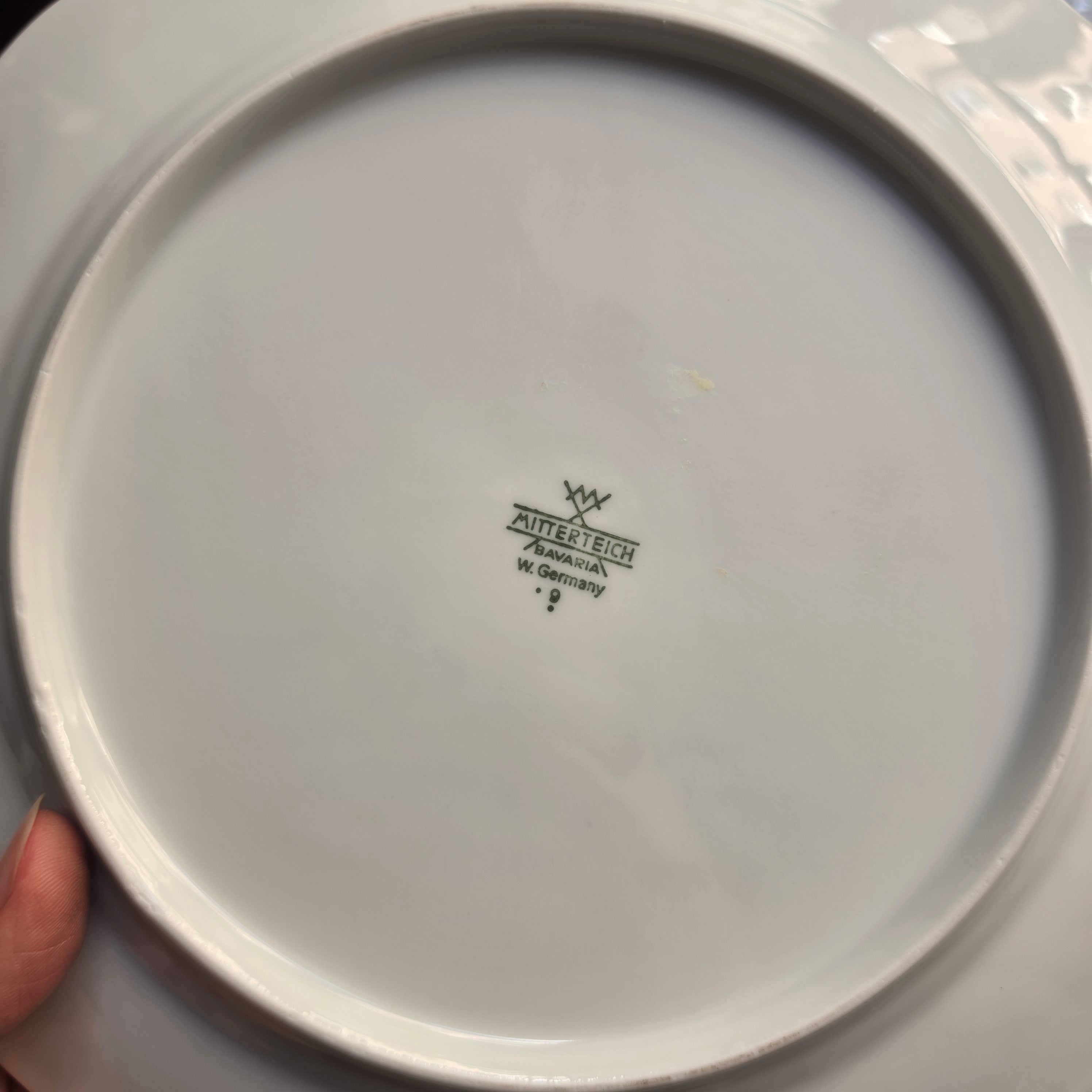 Vintage Mitterteich Bavaria Teller 6er Set - Weißes Porzellan mit Floralem Relief