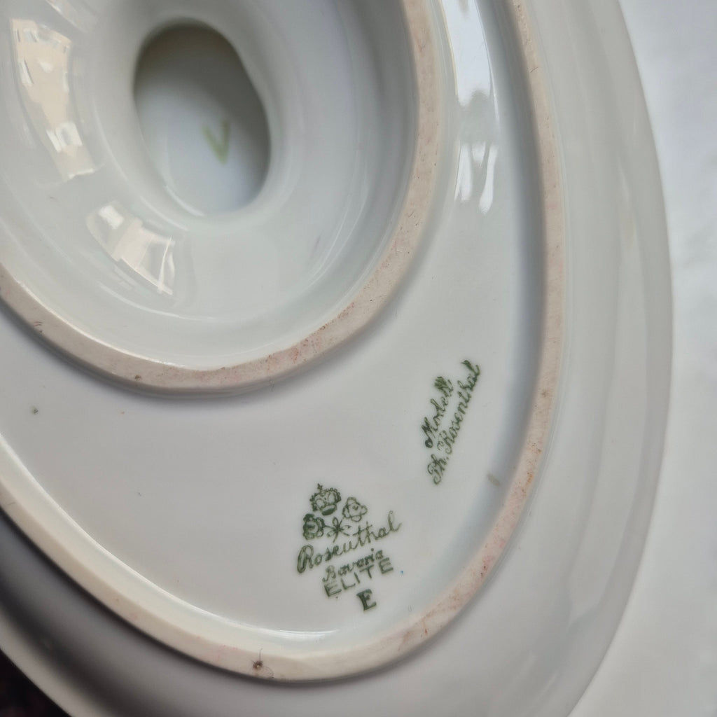 Antike Saucen Sauciere Schüssel Blumenmalerei Porzellan Goldrand Rosenthal