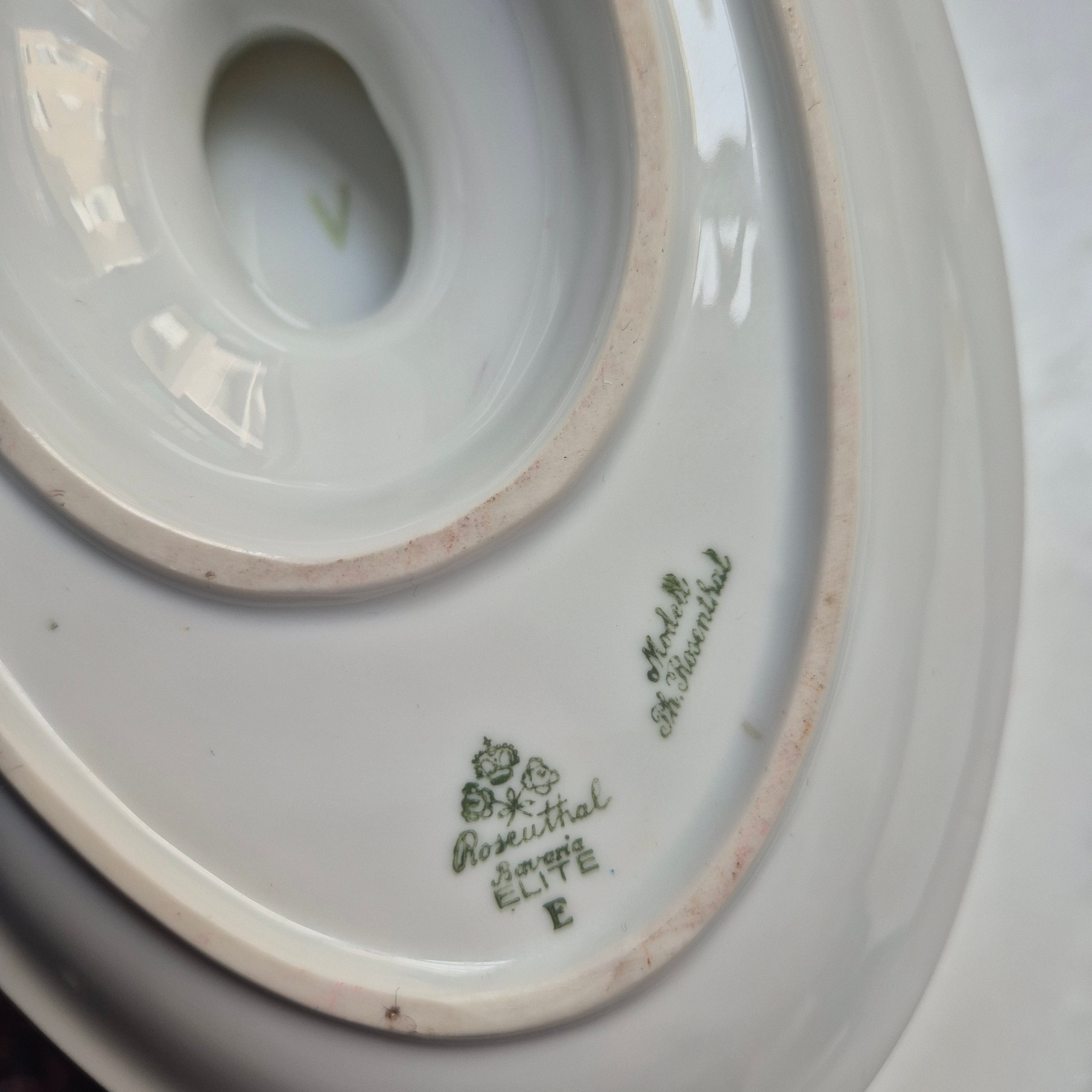 Antike Saucen Sauciere Schüssel Blumenmalerei Porzellan Goldrand Rosenthal