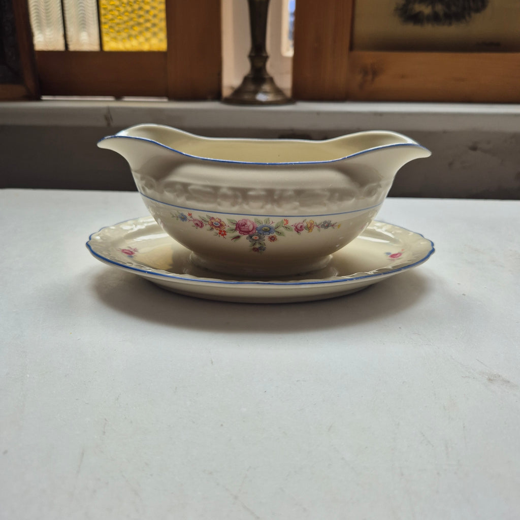 Vintage Sauciere Schüssel Blumenmalerei Porzellan Bavaria elfenbeinfarbend