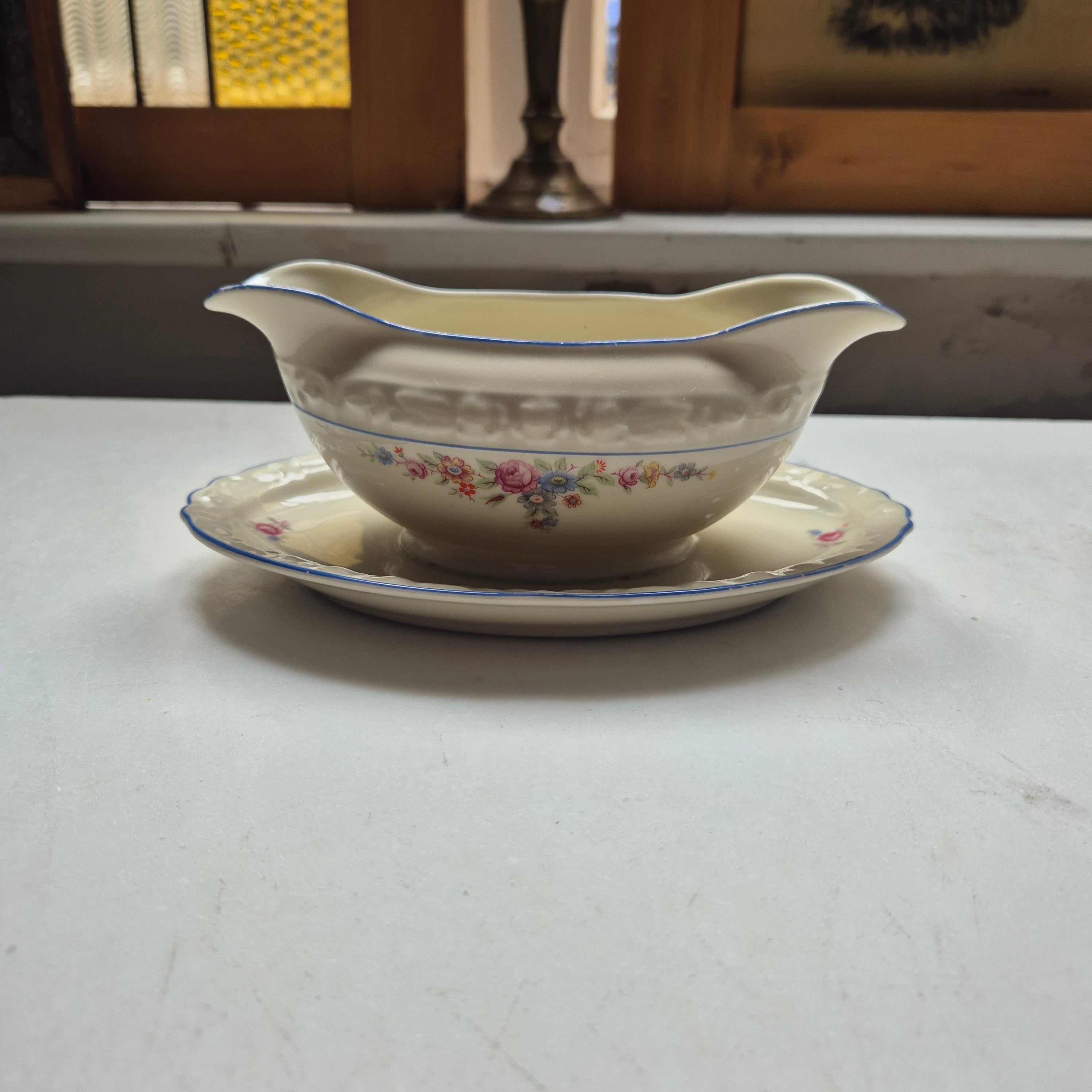 Vintage Sauciere Schüssel Blumenmalerei Porzellan Bavaria elfenbeinfarbend