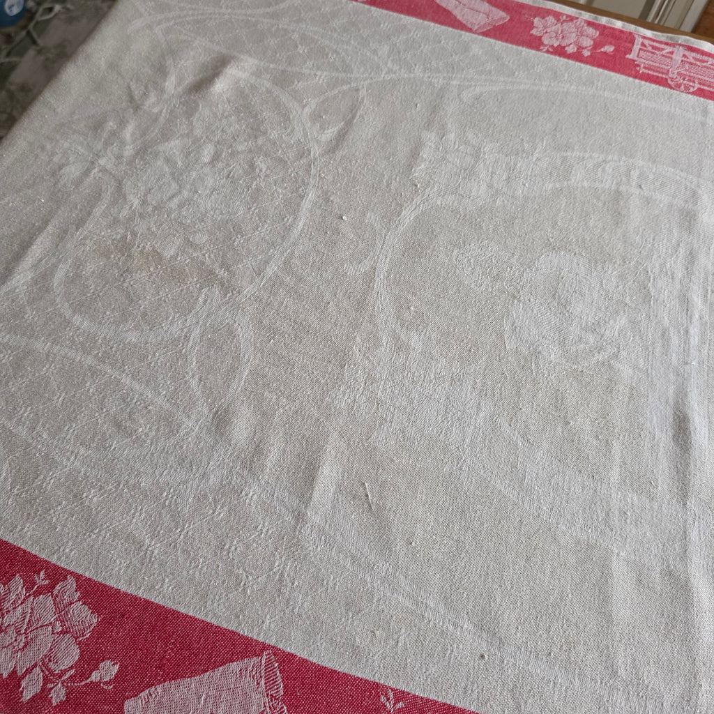 Antikes „Rolltuch“ - Mangeltuch mit seltenem Mangel-Motiv – Um 1900 - 80x195cm