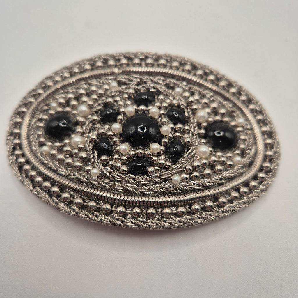 Vintage Gürtelschnalle Trachtenschnalle Taillengürtel 80er Jahre Handmade grün silber schwarz gold braun