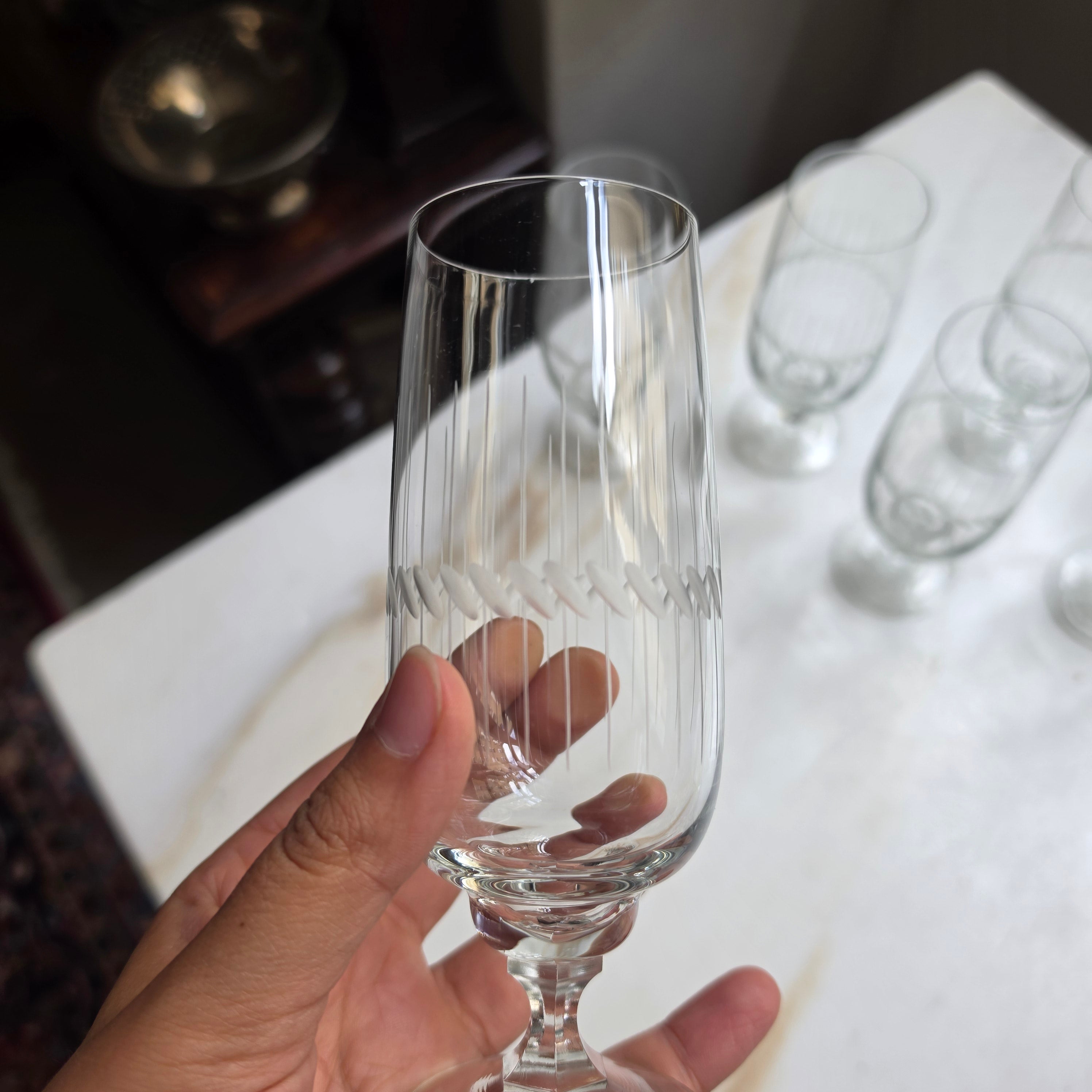 8x Vintage-Gläser mit elegantem Schliffmuster – Perfekt für Longdrinks, Wasser & Party's