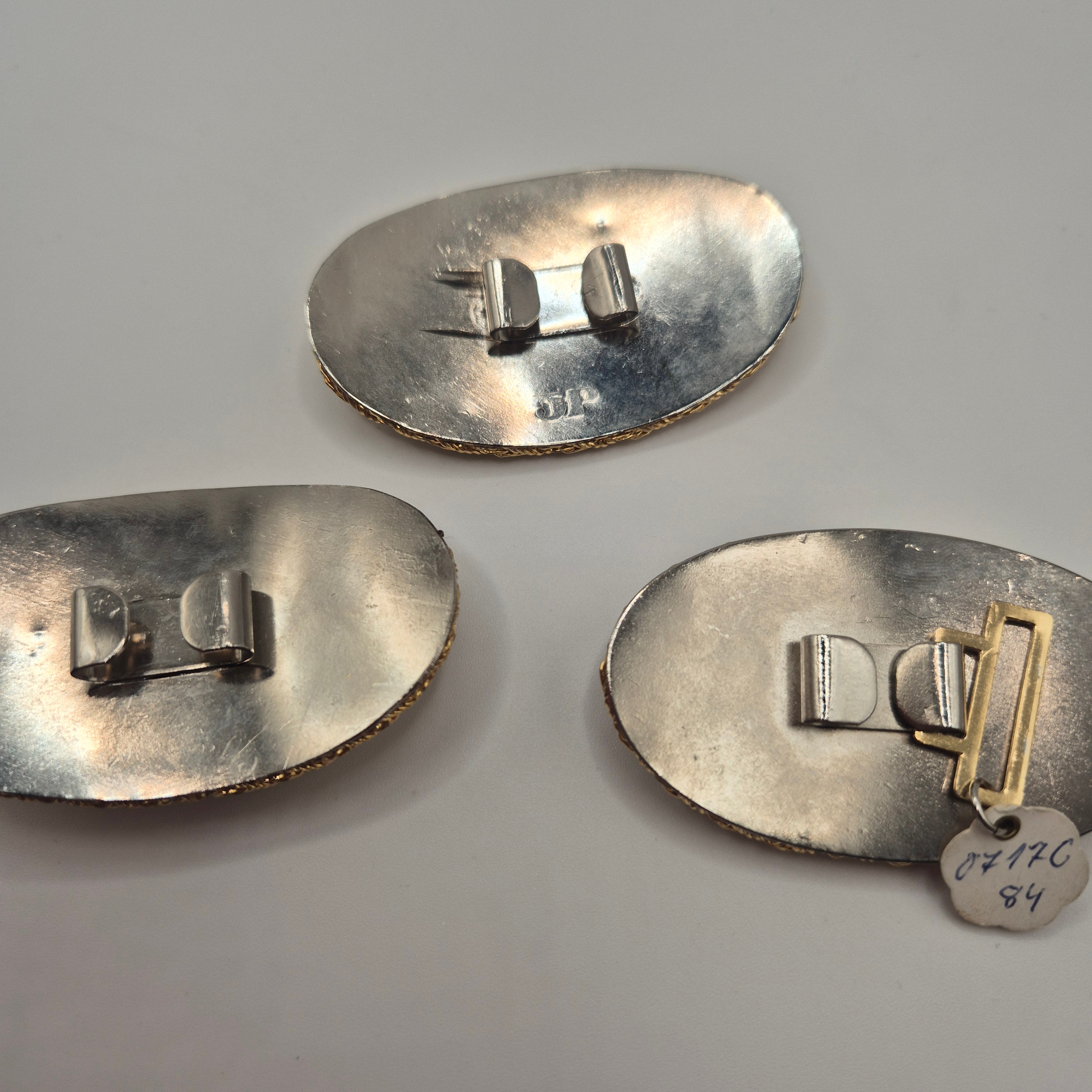 80er Jahre Vintage Gürtelschnalle – Handgearbeitet mit Cabochons & Flechtoptik