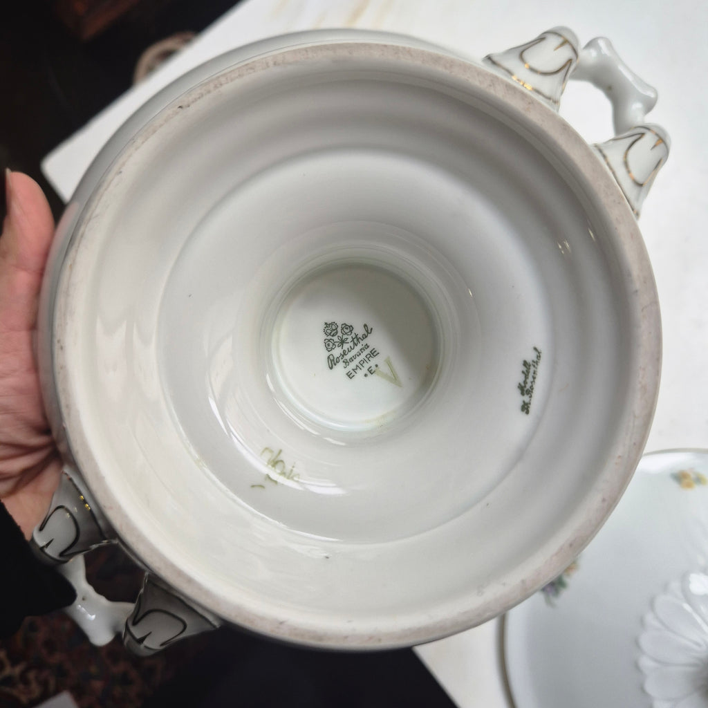 Antike Rosenthal Bavaria Empire Terrine Suppenterrine Schüssel Blumenmalerei Porzellan