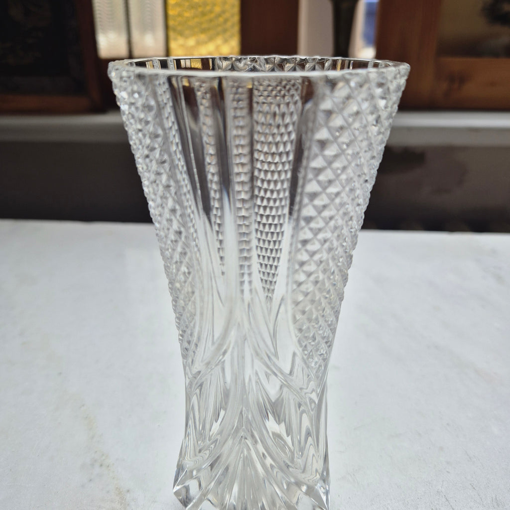Wunderschöne Vintage Kristalloptik Glas Vase transparent