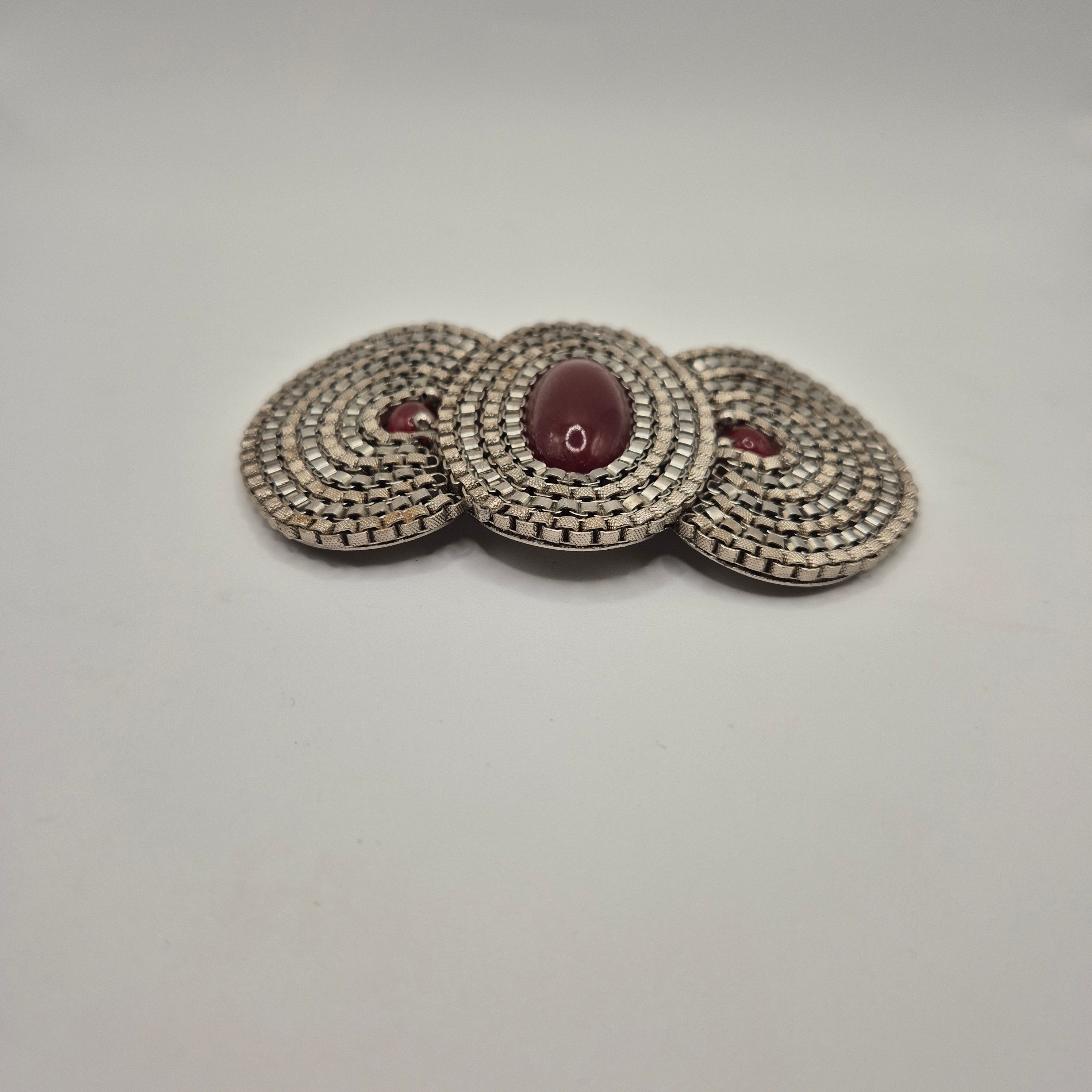 Vintage Gürtelschnalle Trachtenschnalle Taillengürtel 80er Handmade silber braun
