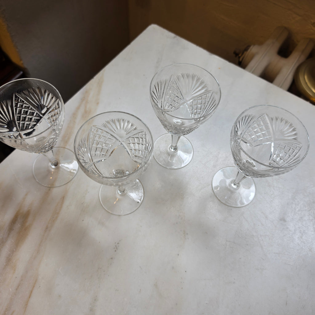 4x Antike Bleikristallgläser mit klassischem Facettenschliff