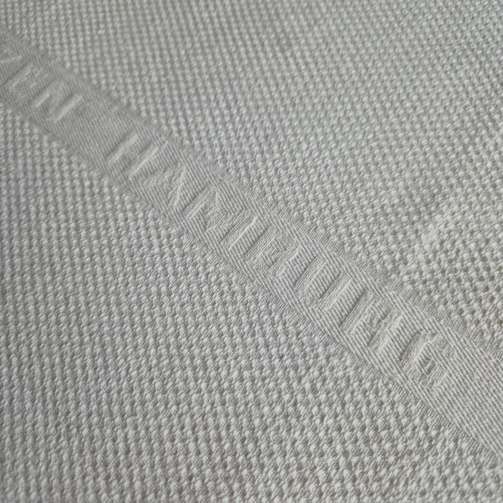 Altes Leinen Küchen-&Geschirrtuch mit Damast Aufschrift"Hans Kolzen Hamburg" weiß 🤍
