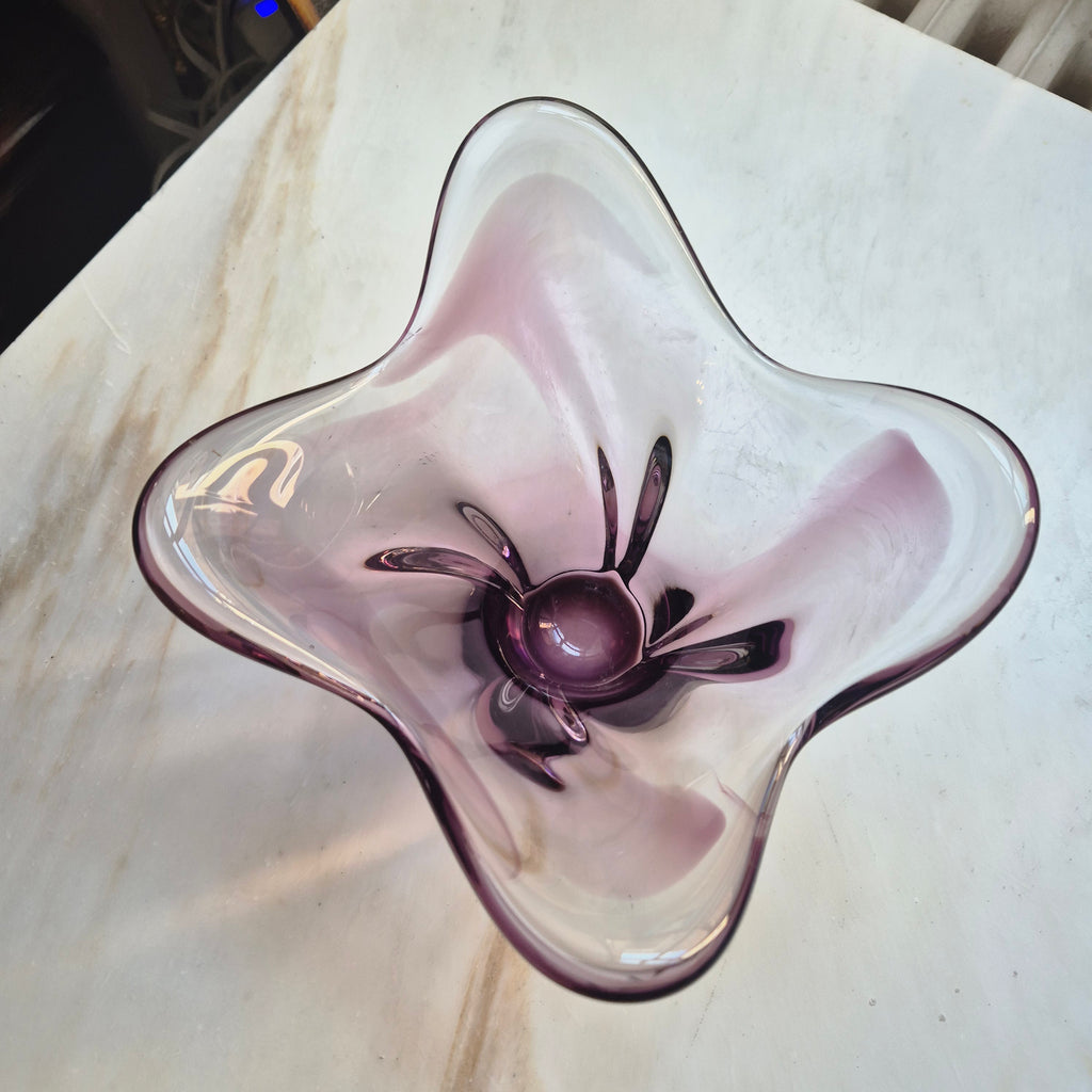 Vintage Glas Schale Bowle 70er Jahre Lila