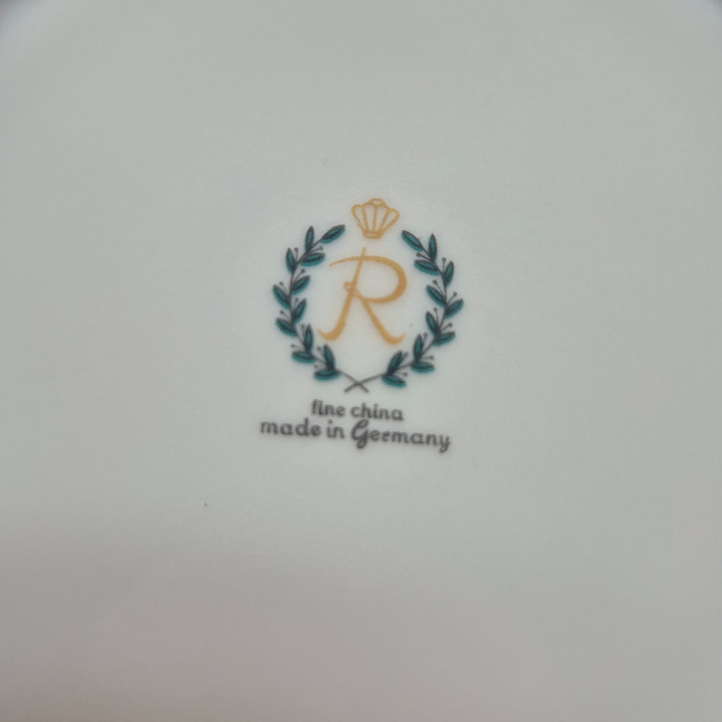 DDR Porzellan Gedeck 1x Tasse & 1x Kuchenteller mit Rosenmotiv