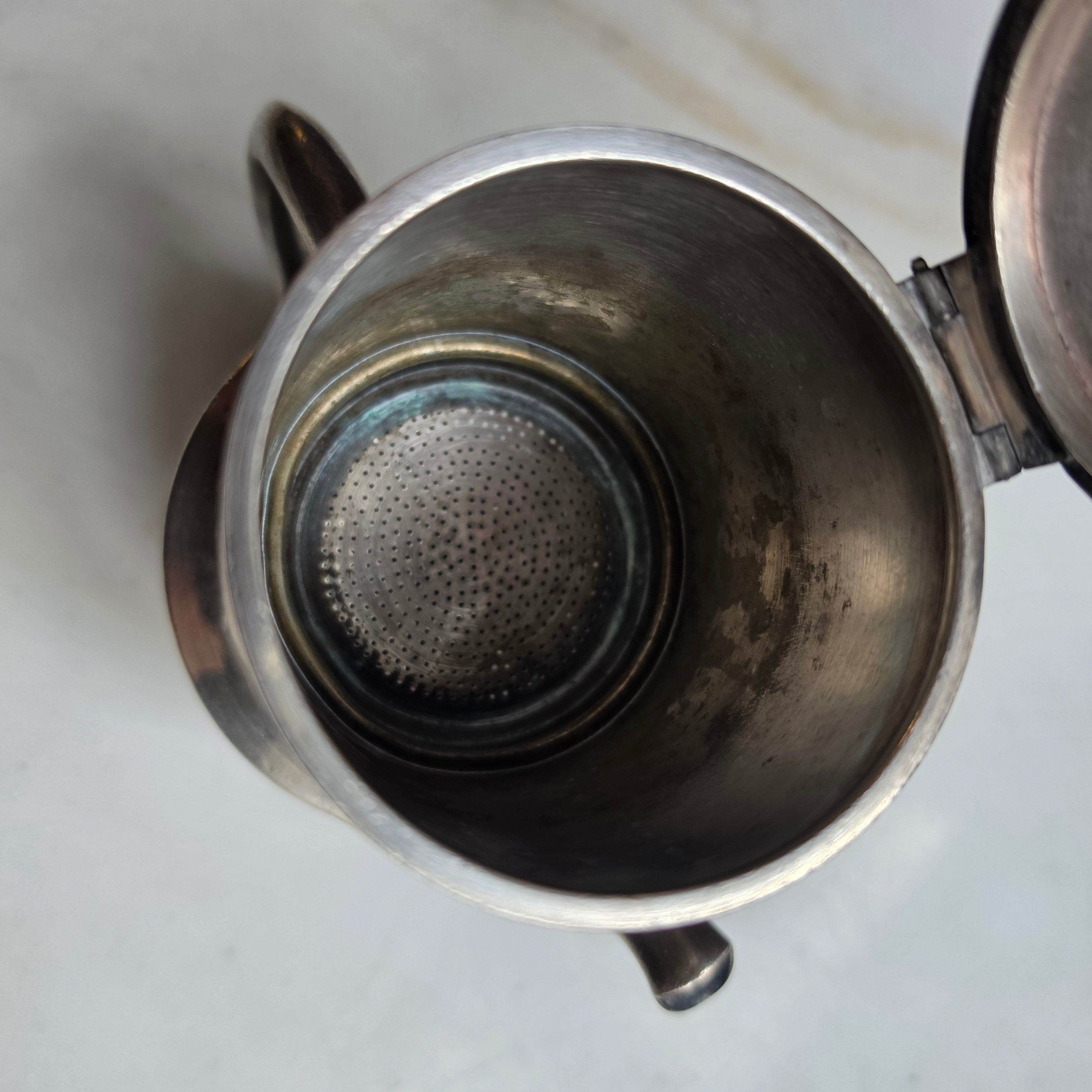 Antiker WMF Espressokocher / Kaffeekanne – Versilbert, 0,3L mit Innensieb, ca. 1920-1940