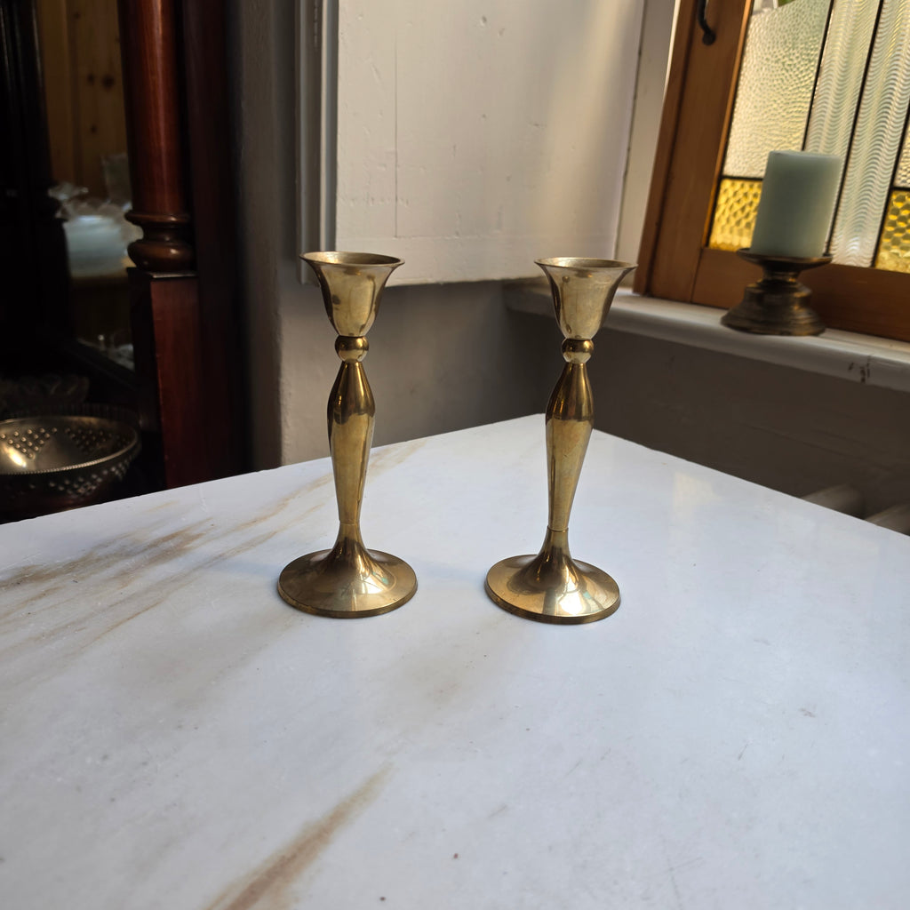 2x Vintage Messing Kerzenständer Set – Elegante Tafeldekoration