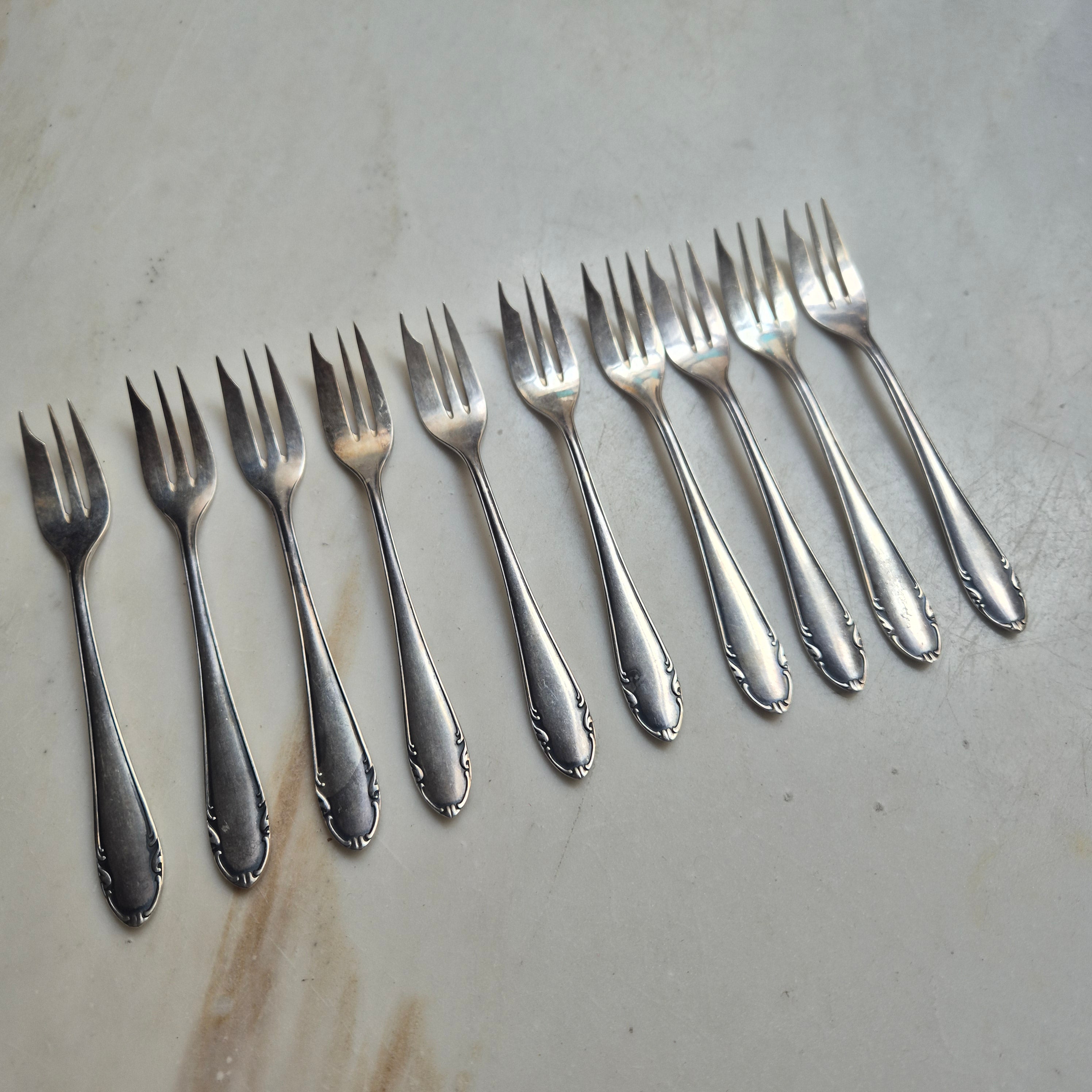 10x Vintage Chippendales Gabeln - Kuchengabeln - 90er Auflage