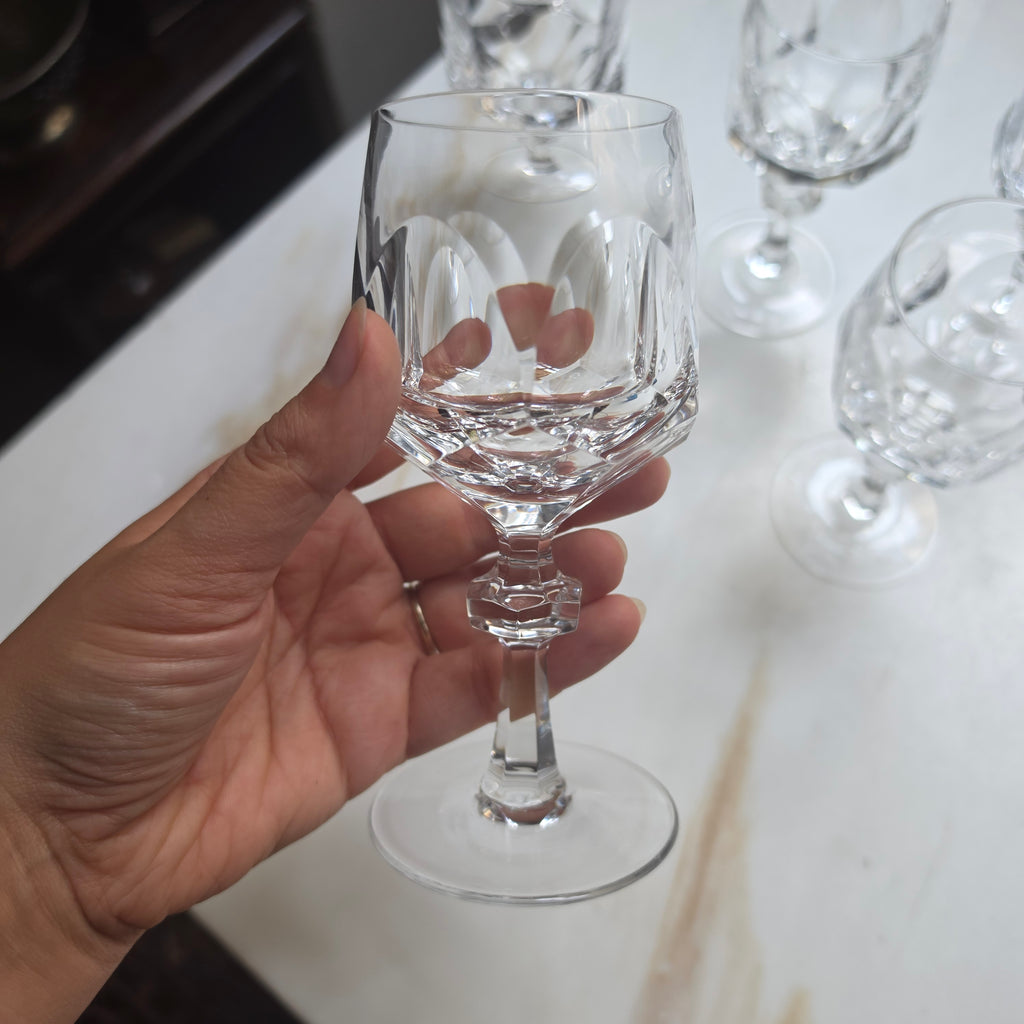 5er-Set Elegante Vintage Kristall-Likörgläser - Südweingläser mit Facettenschliff