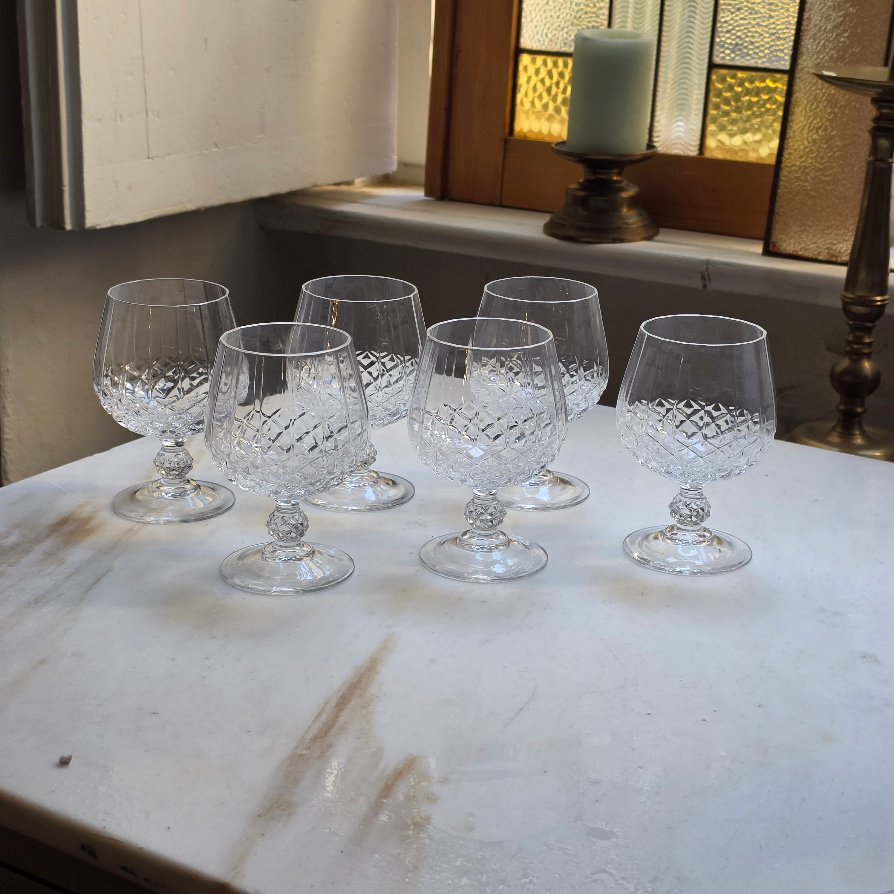 Elegante Vintage-Kristallgläser - Cognacschwenker mit Diamantschliff