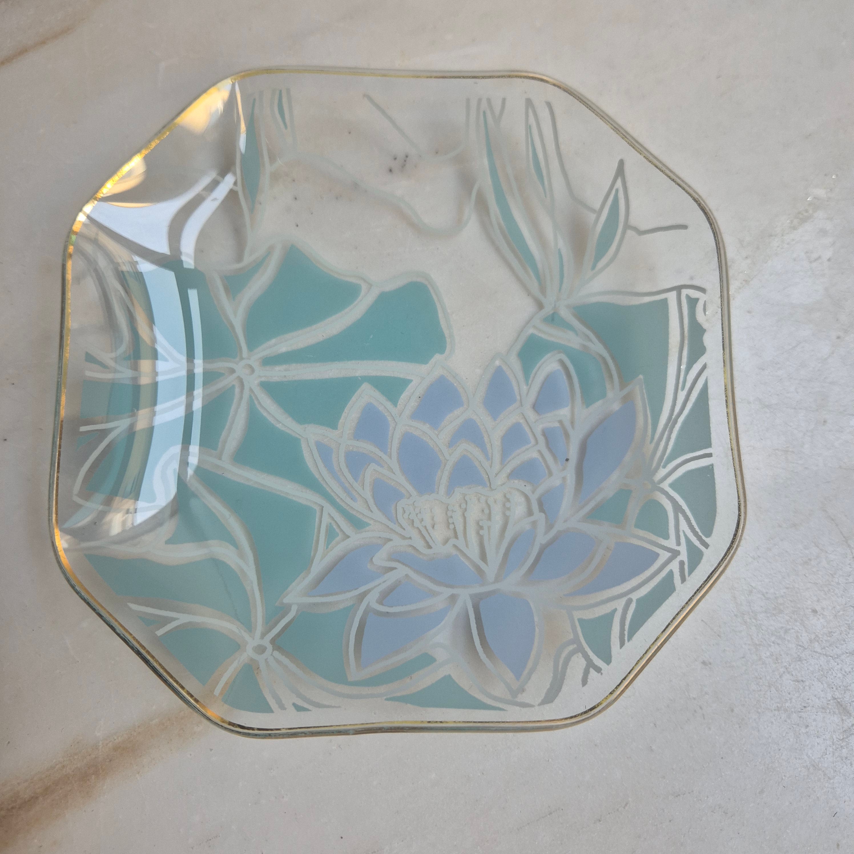 Art Deco Stil Lotus Schale Ringschale Vintage Glas