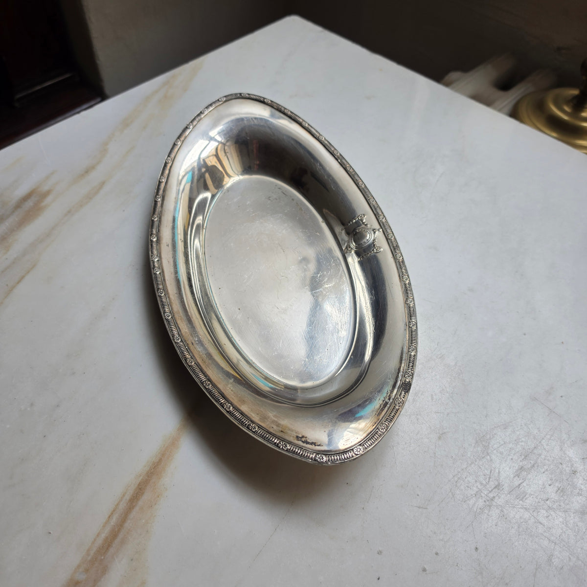 Vintage Servierschale „Sheffield Reproduction“ (Modell 164) – Versilberte Oval-Anrichteschale