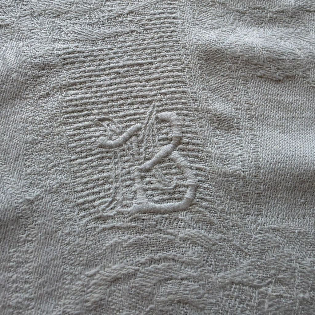 Antikes Aussteuer-Geschirrtuch - Echtes Leinen mit Monogramm M.B. - 47x100cm