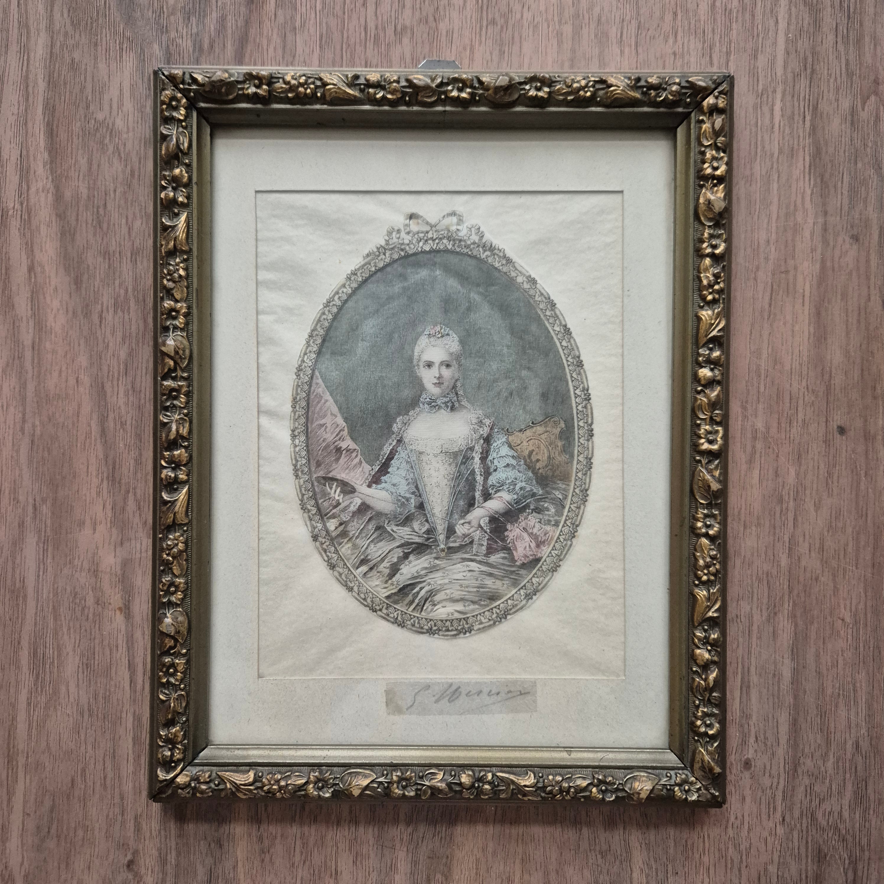 Antiker Farbstich „Madame Adélaïde de France“ – Radierung von G. Mercier (gerahmt)