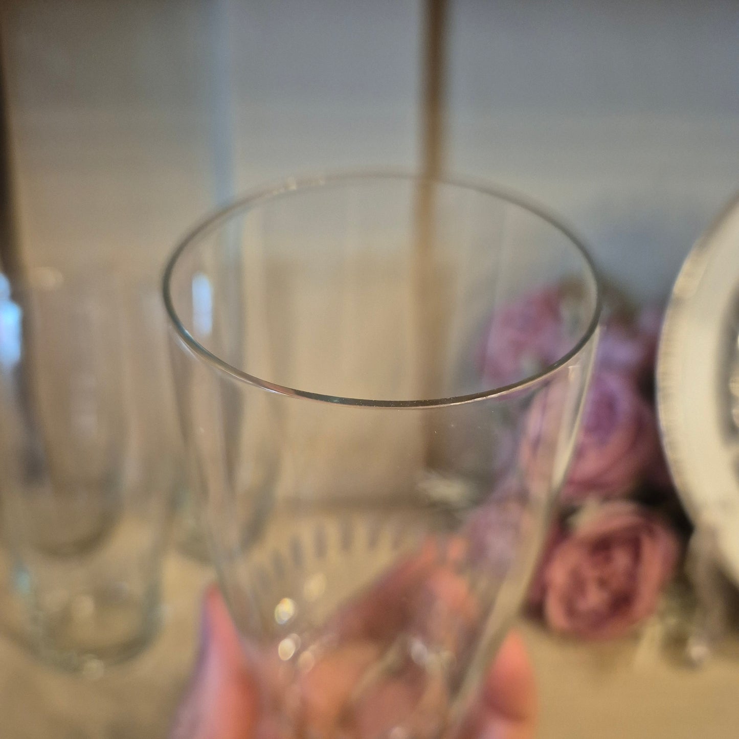 6x Vintage Gläser DDR einfaches Muster dünnes Glas Wassergläser