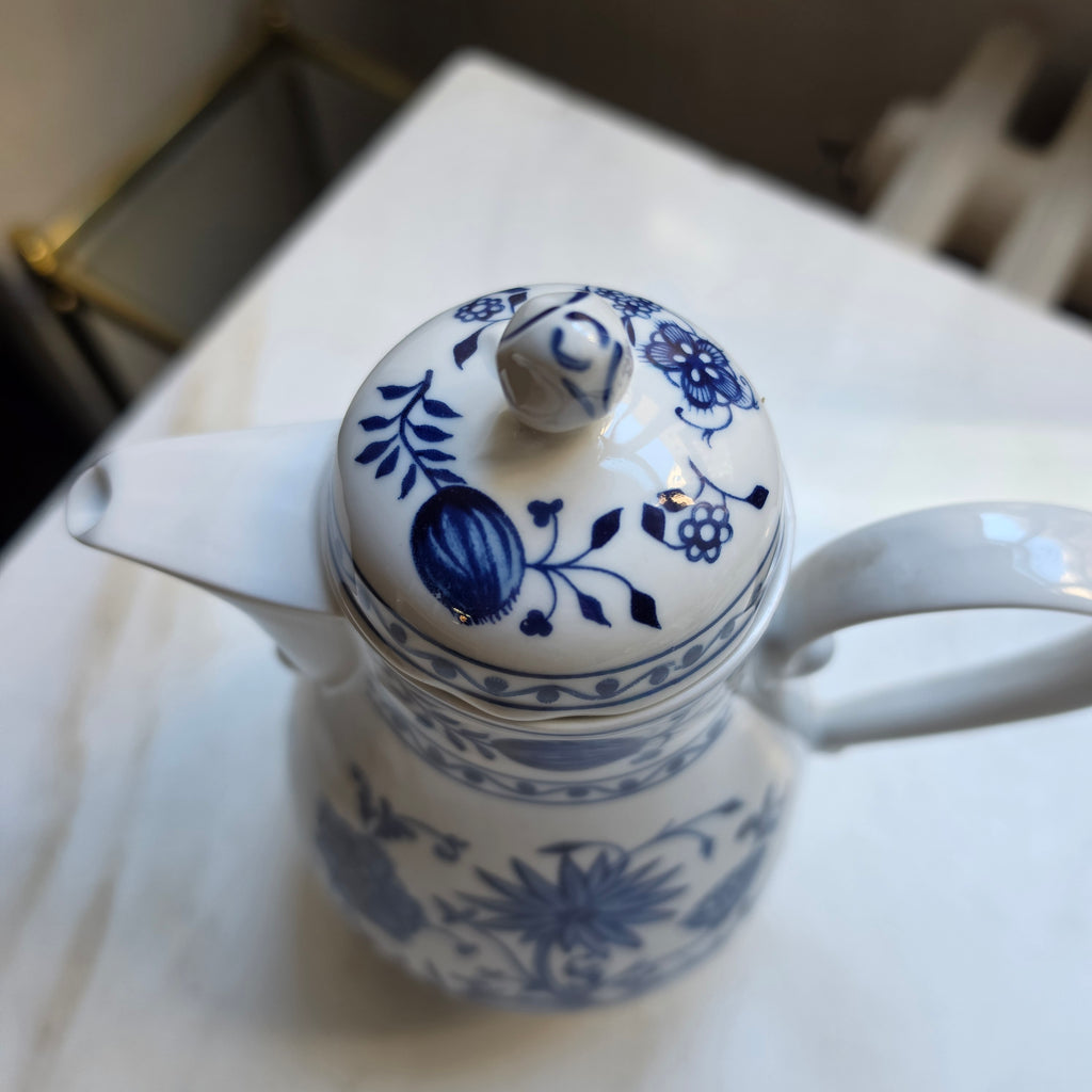 Große Kahla Zwiebelmuster Kaffeekanne Kanne Tee Vintage blau weiß